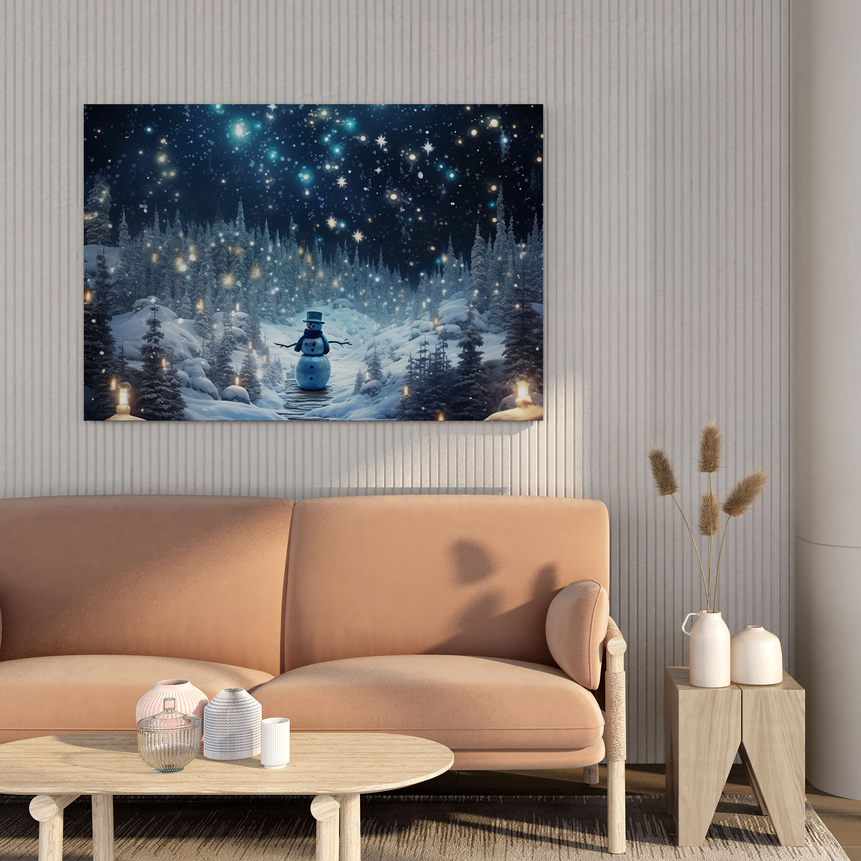 Starlit Snowman Wall Art - Snowman, Canvas Print, Wall Decoration, Snowman Art