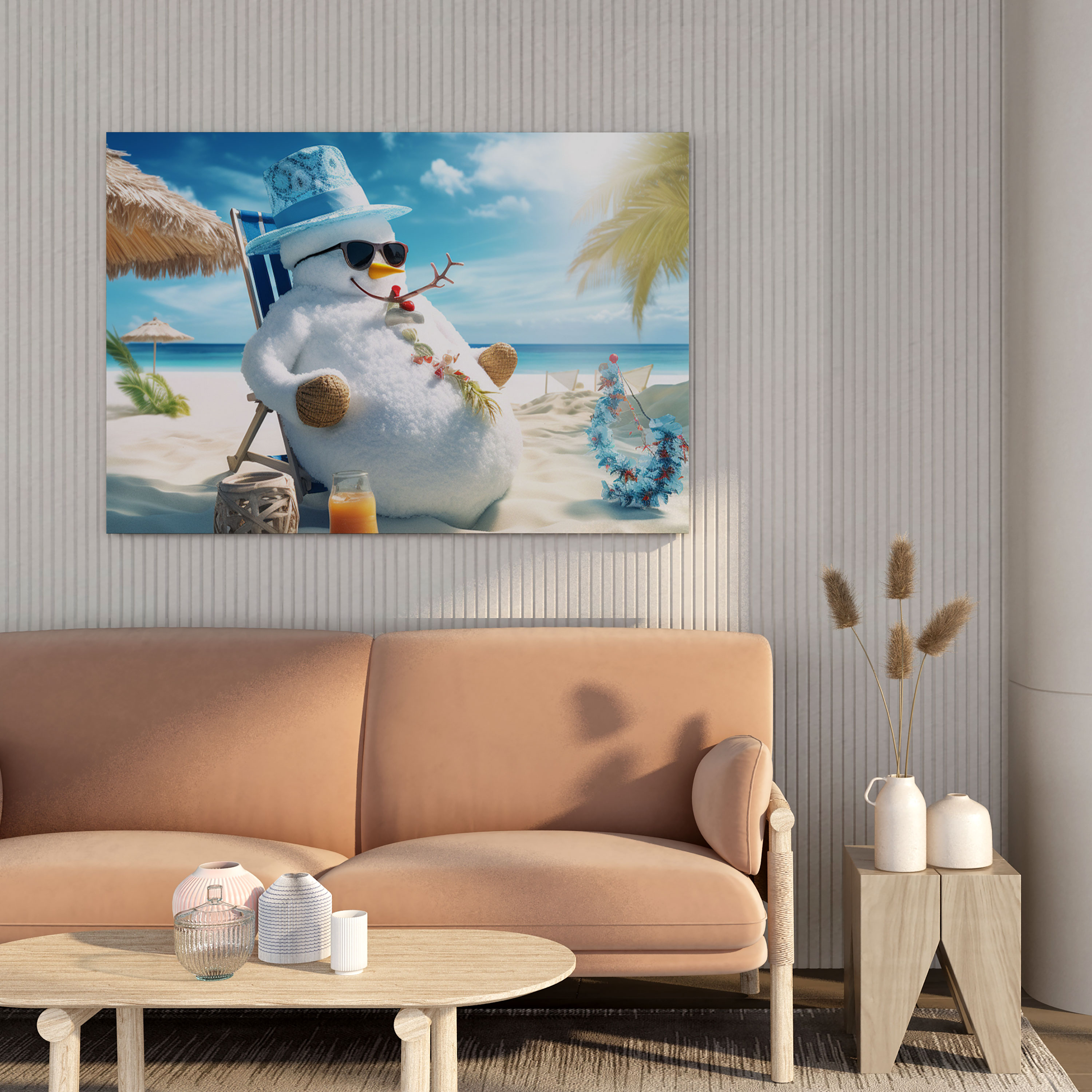 Snowman Beach Vibes Wall Art - Snowman, Snowman Art, Home Decoration, Wall Decoration