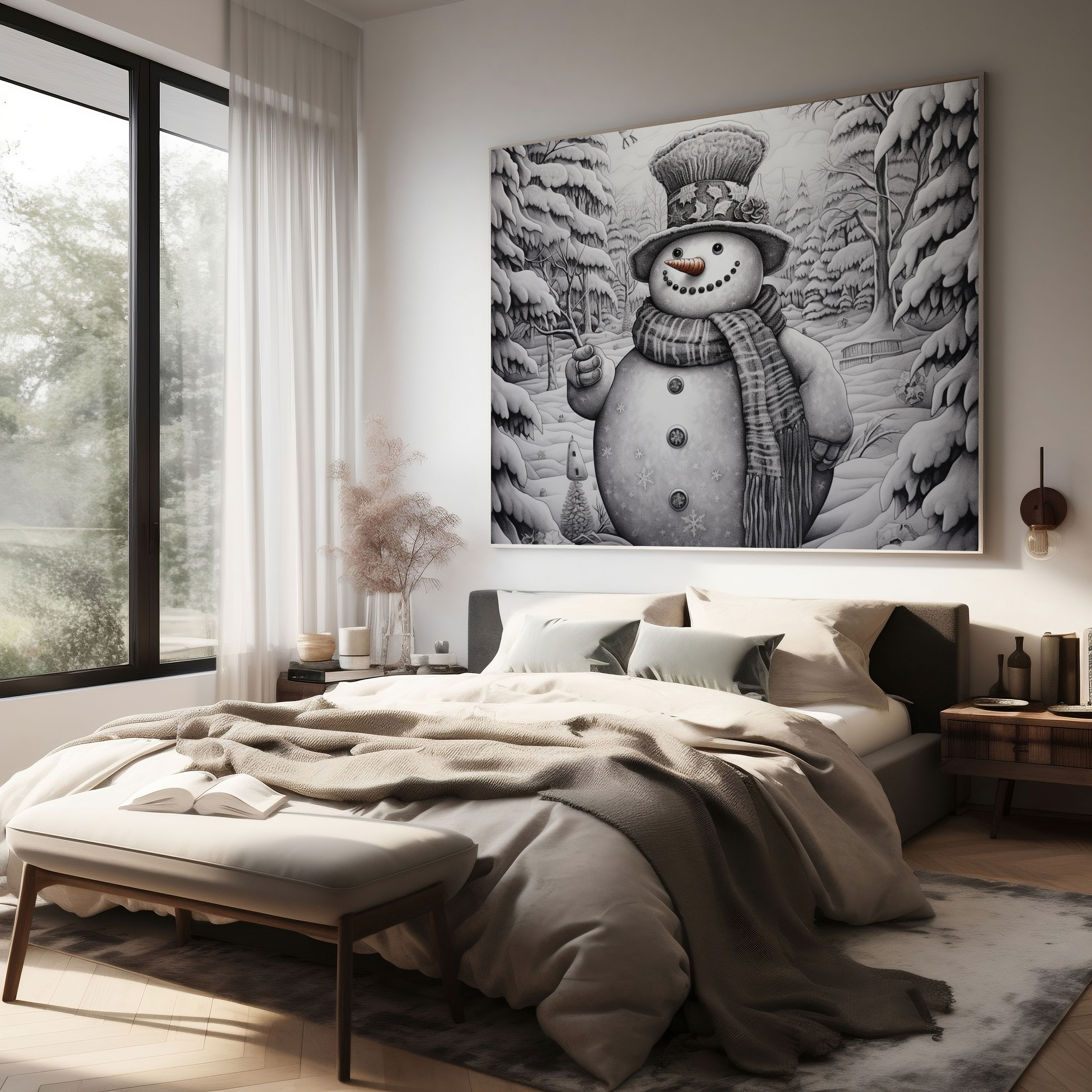 Realistic Snowman Canvas Print - Snowman, Canvas Print, Home Decoration, Wall Decoration