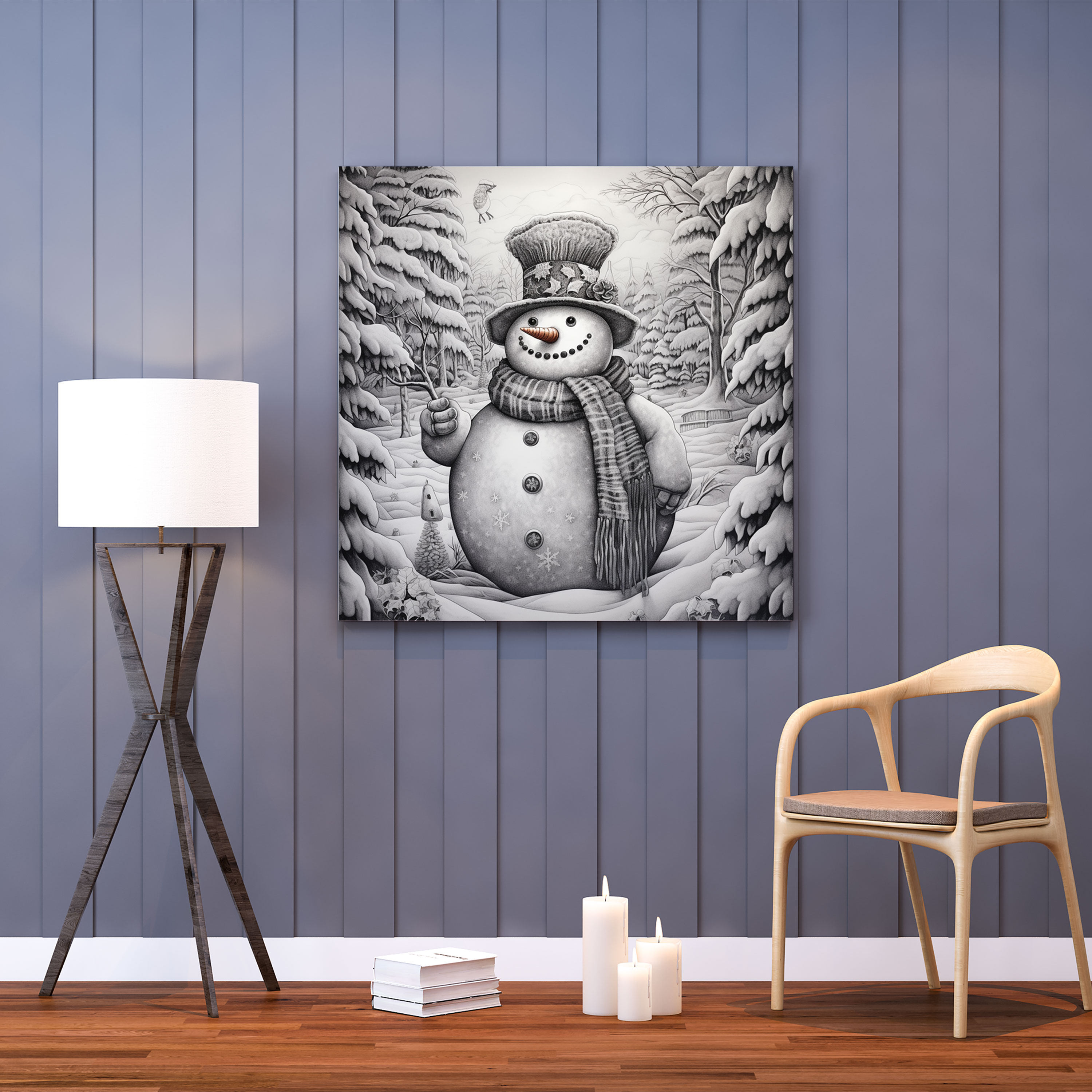 Realistic Snowman Canvas Print - Snowman, Canvas Print, Home Decoration, Wall Decoration
