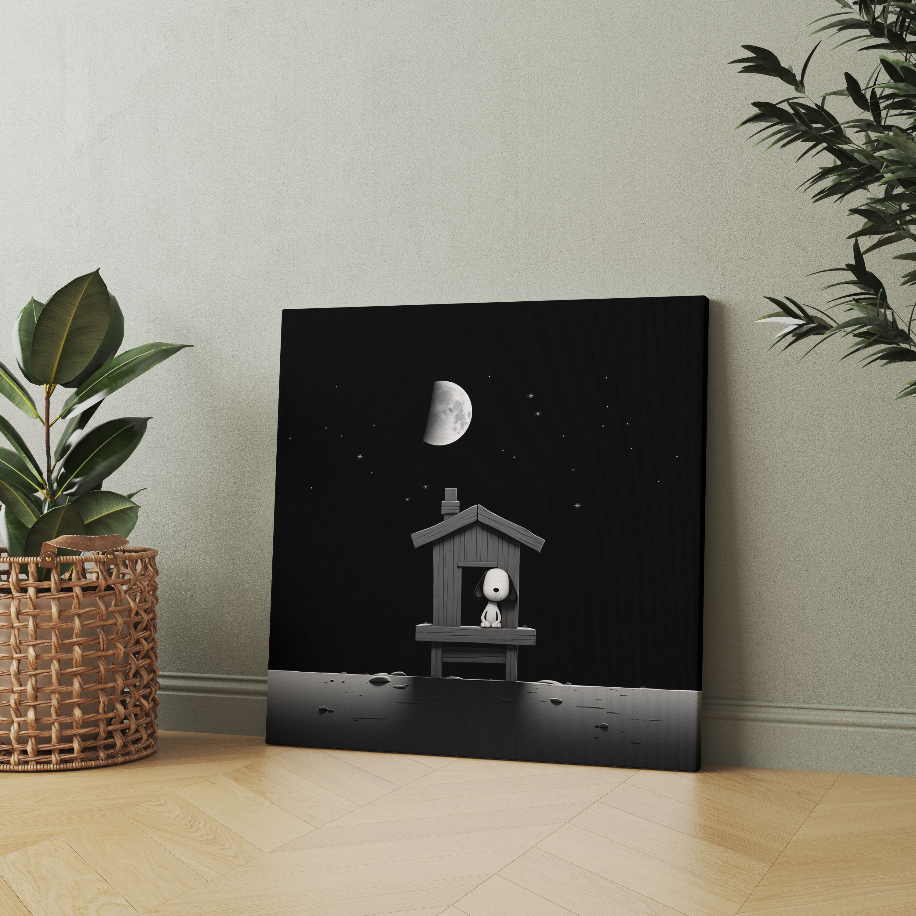 Snoopy Minimalist Canvas Print - Snoopy, Serene Atmosphere, Snoopy Canvas Print, Home Decoration