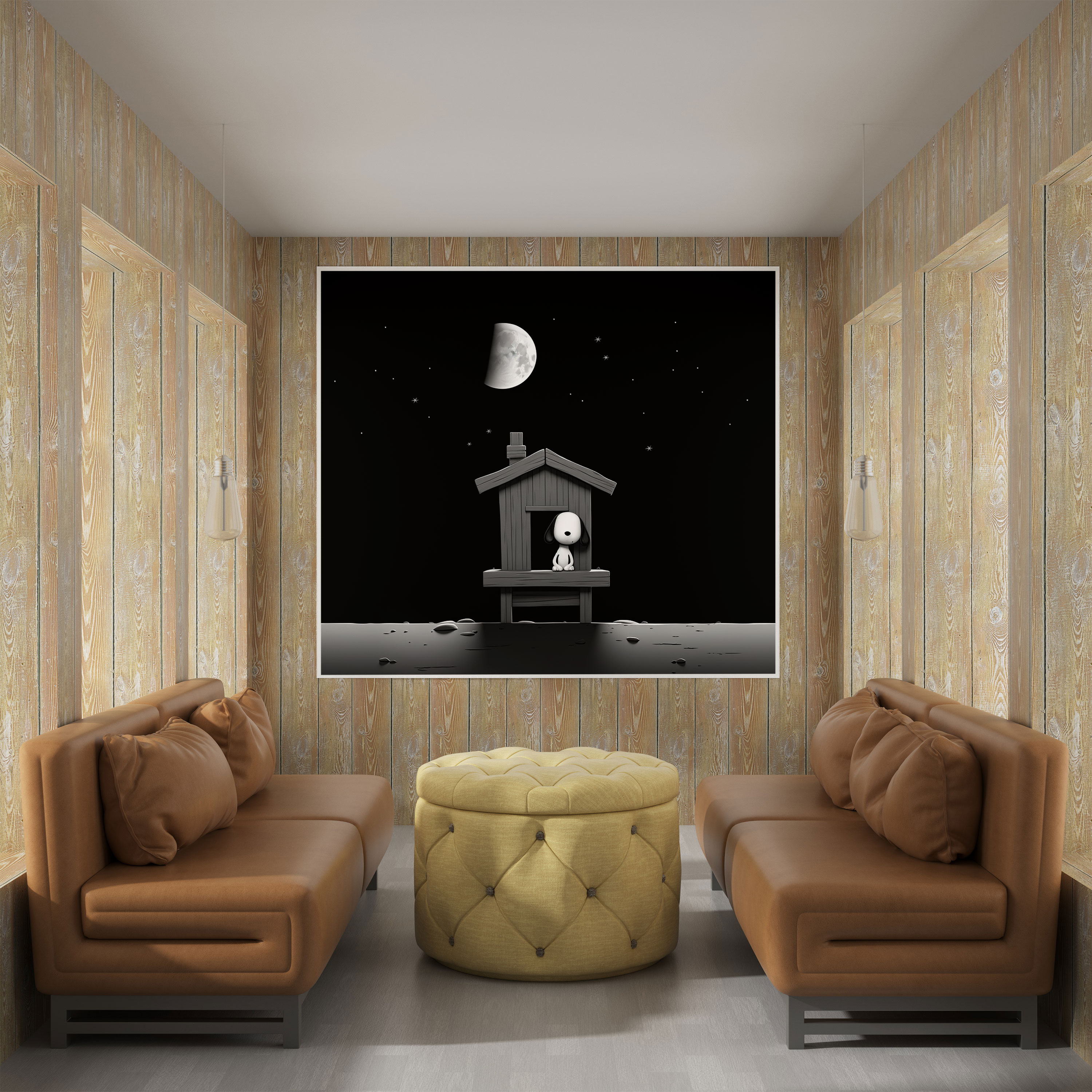 Snoopy Minimalist Canvas Print - Snoopy, Serene Atmosphere, Snoopy Canvas Print, Home Decoration