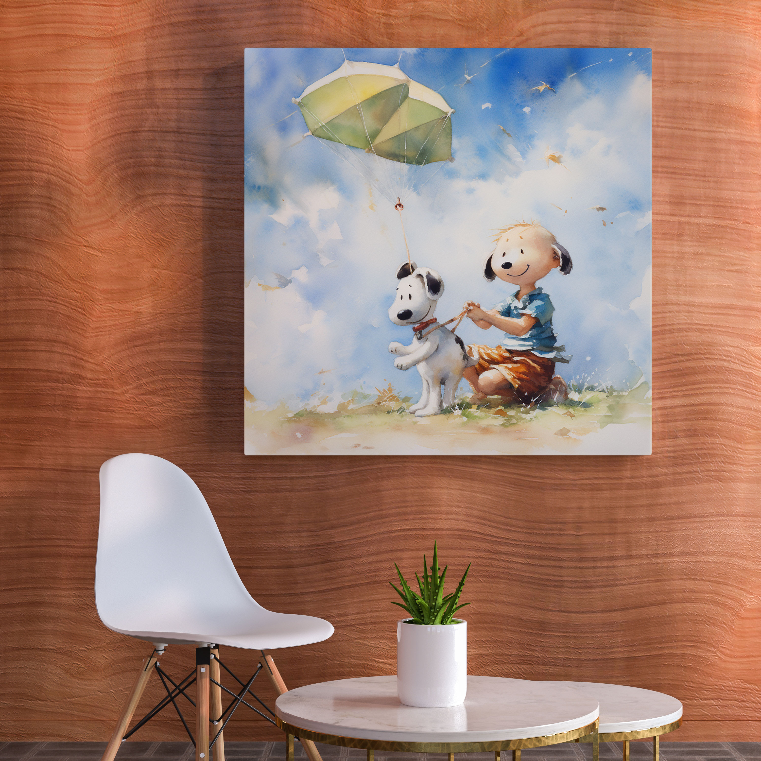Snoopy Suluboya Kanvas Tablo - Duvar Sanatı Suluboya Resim