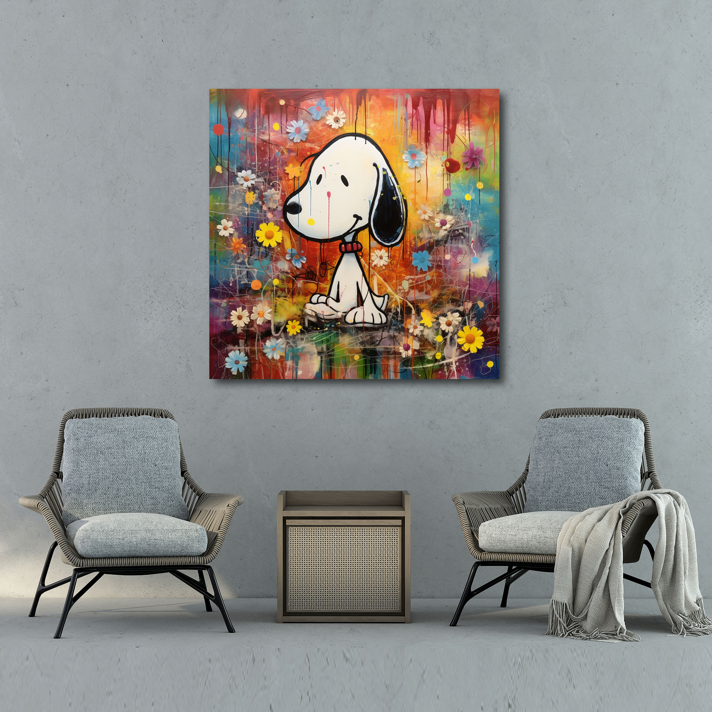 Snoopy Abstract Canvas Print - Snoopy, Home Decoration, Canvas, Snoopy Canvas Print