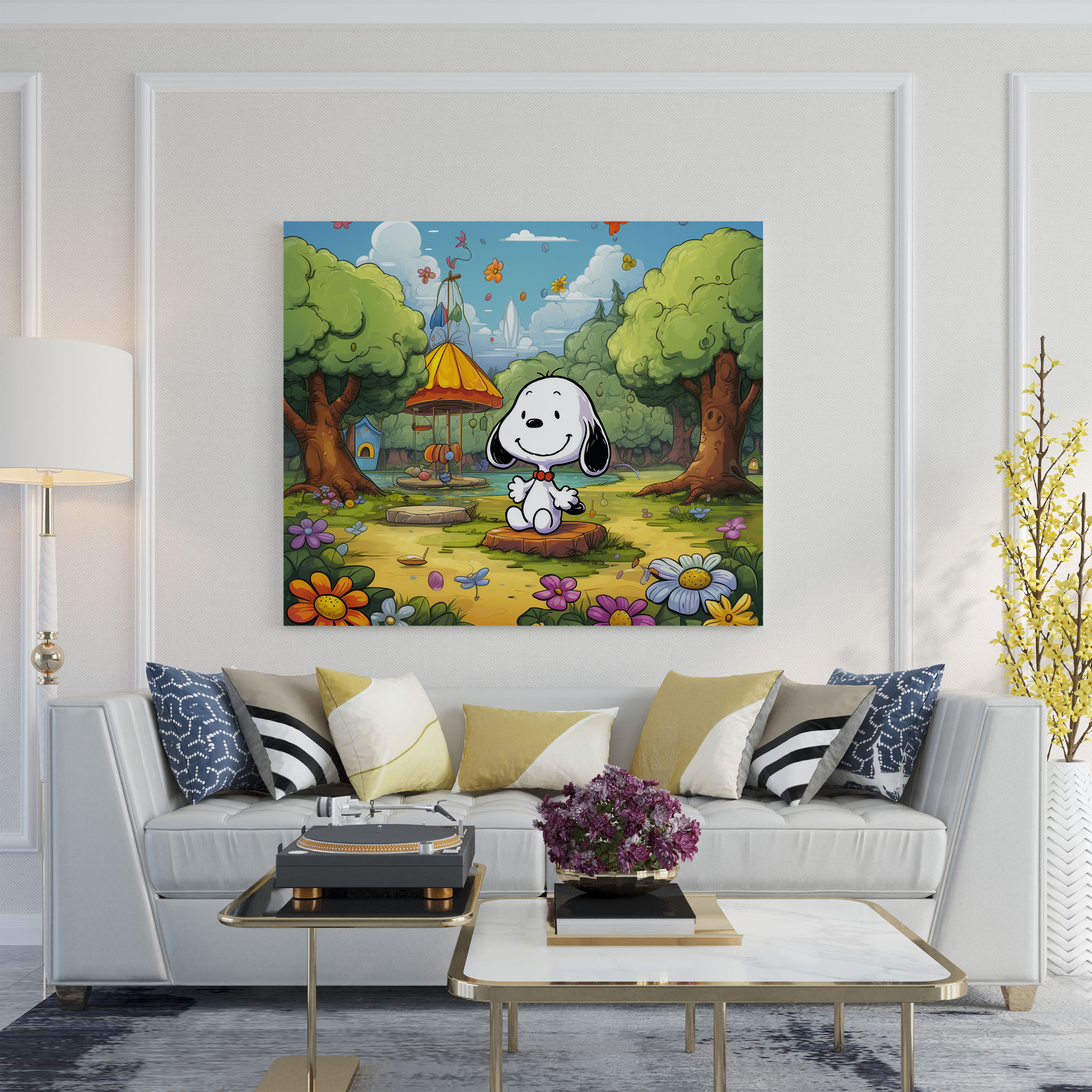 Snoopy Çizgi Film Stili Kanvas Tablo - Duvar Sanatı