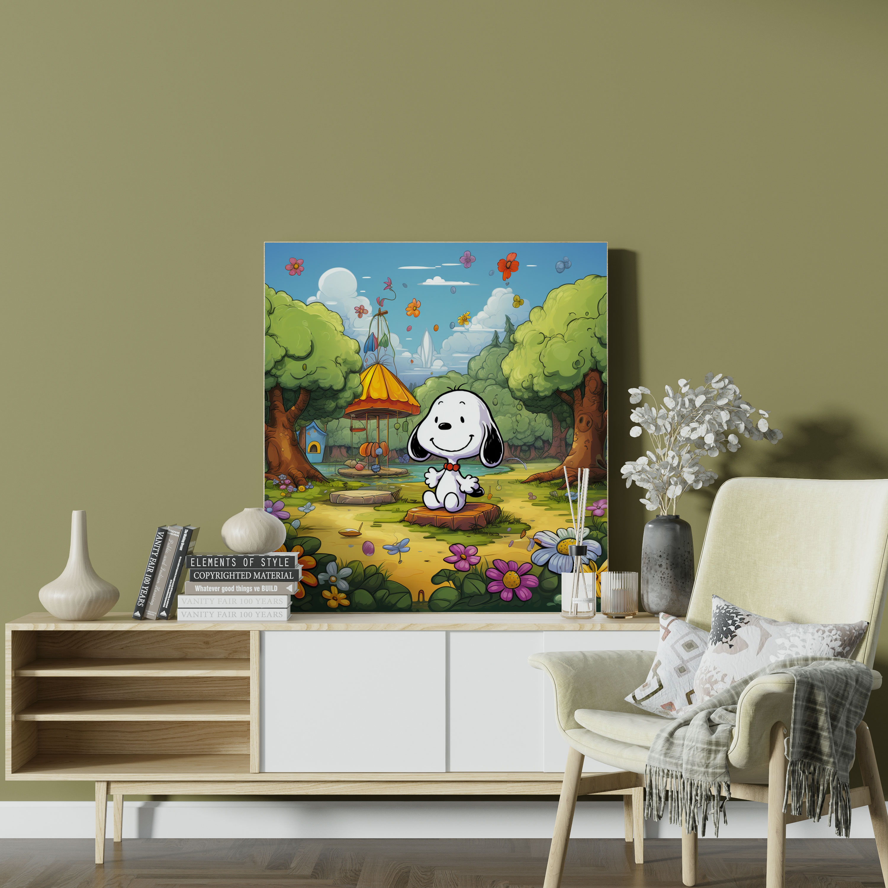 Snoopy Çizgi Film Stili Kanvas Tablo - Duvar Sanatı