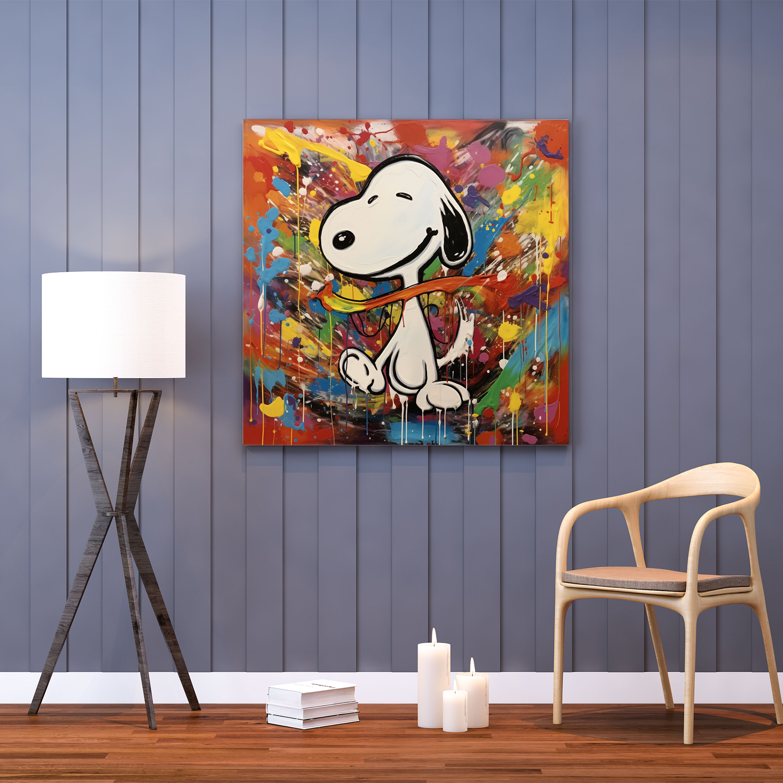 Abstract Snoopy Canvas Print - Modern Wall Art - Snoopy, Fluid Brush Strokes, Home Decoration, Snoopy
