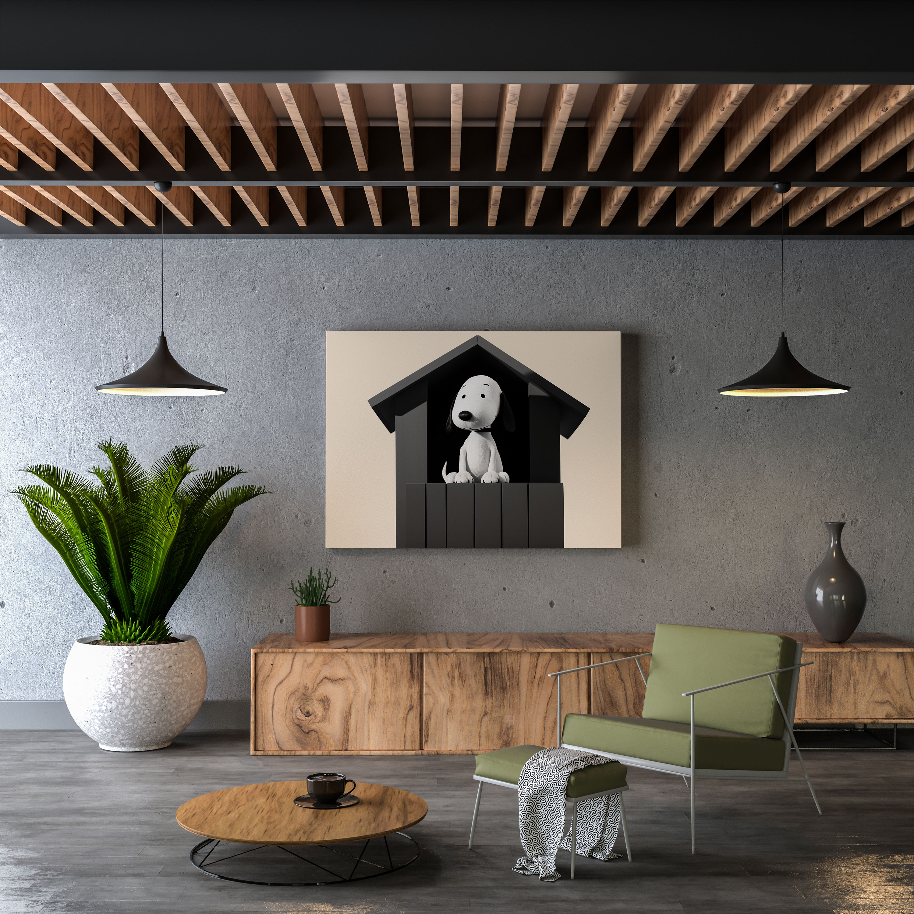 Minimalist Snoopy Duvar Sanatı - Siyah Beyaz Kanvas Tablo - Snoopy Duvar Sanatı Temiz Estetik Siyah Beyaz İllüstrasyon