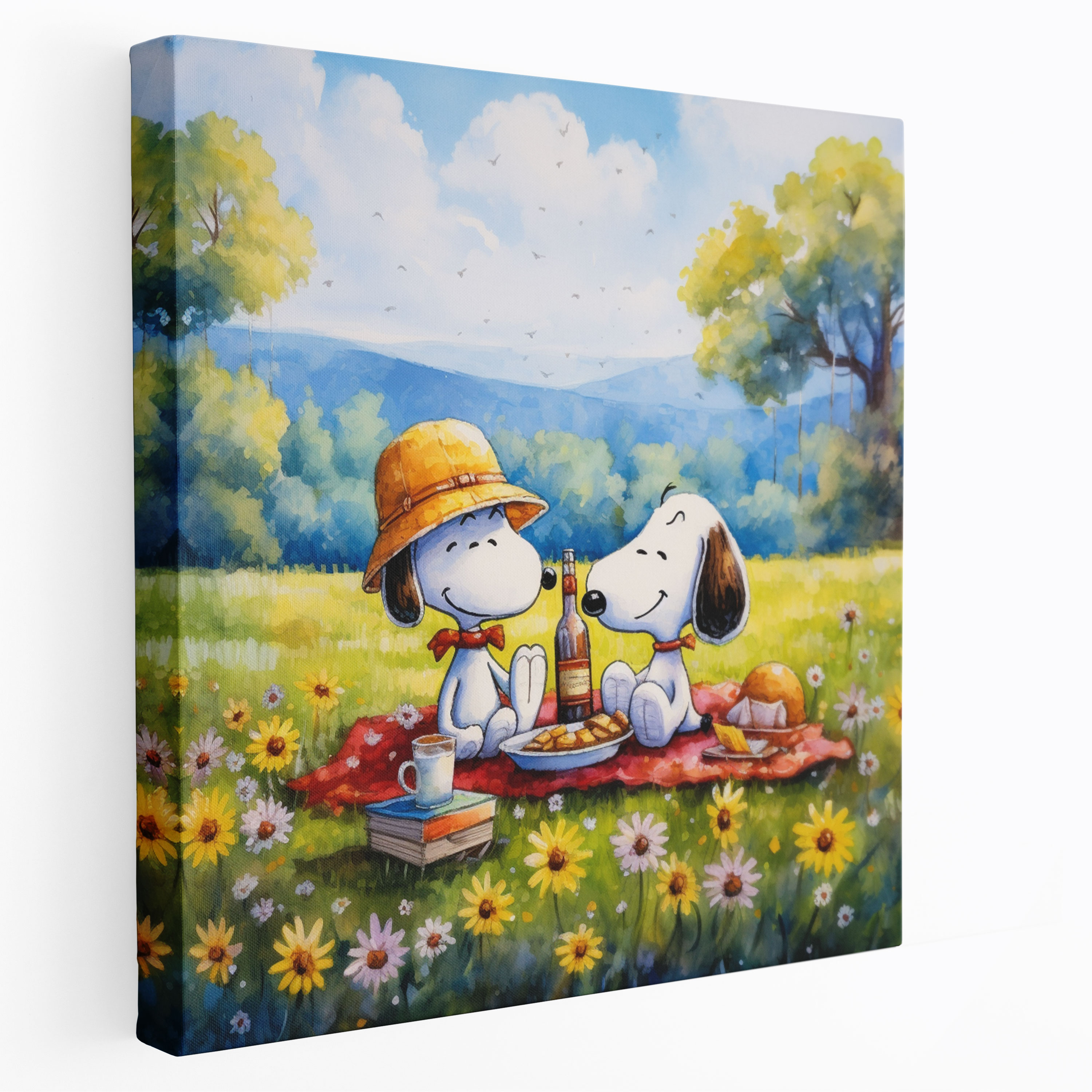 Snoopy Watercolor Canvas Print - Picnic Wall Art - Snoopy, Canvas Print, Canvas, Home Decoration