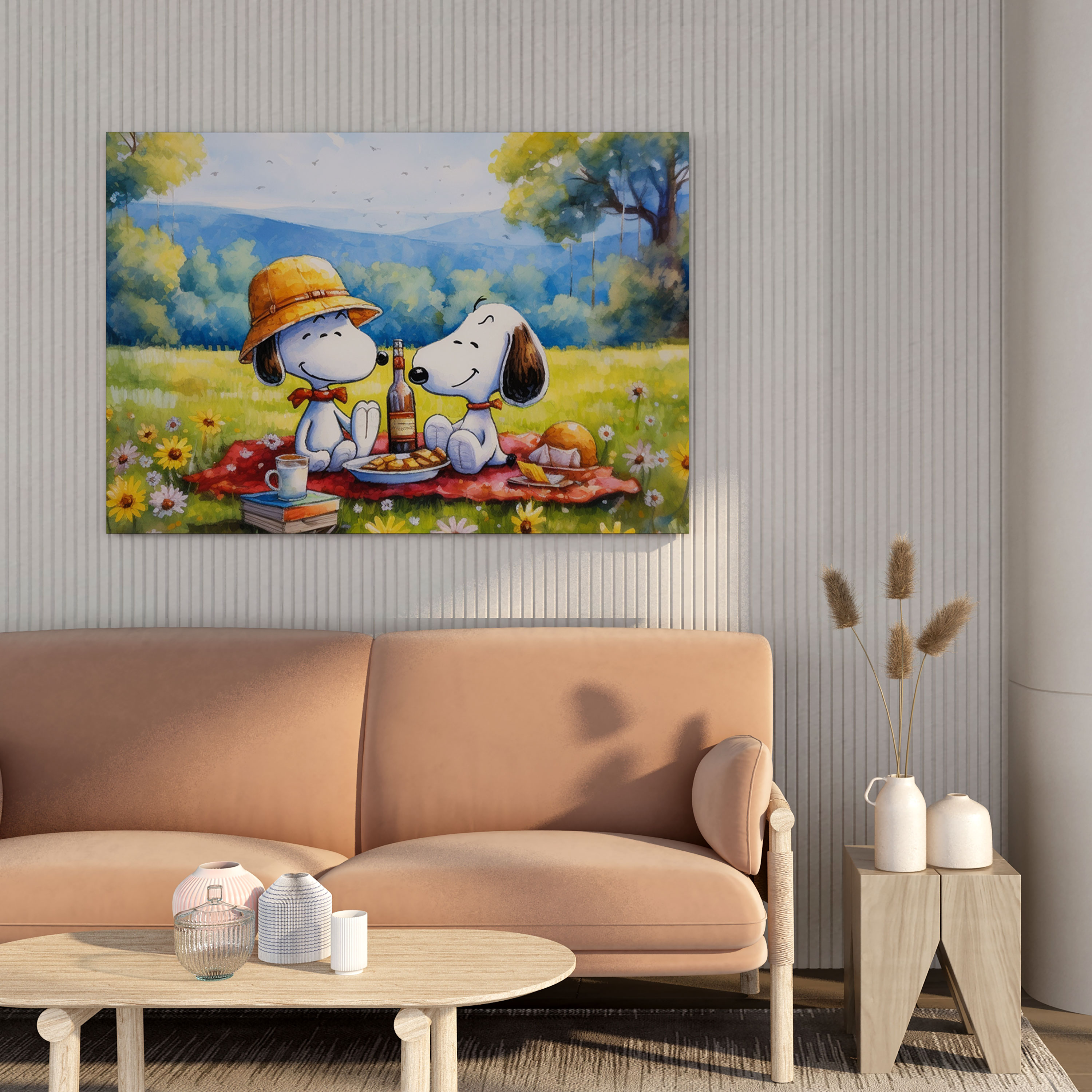 Snoopy Watercolor Canvas Print - Picnic Wall Art - Snoopy, Canvas Print, Canvas, Home Decoration