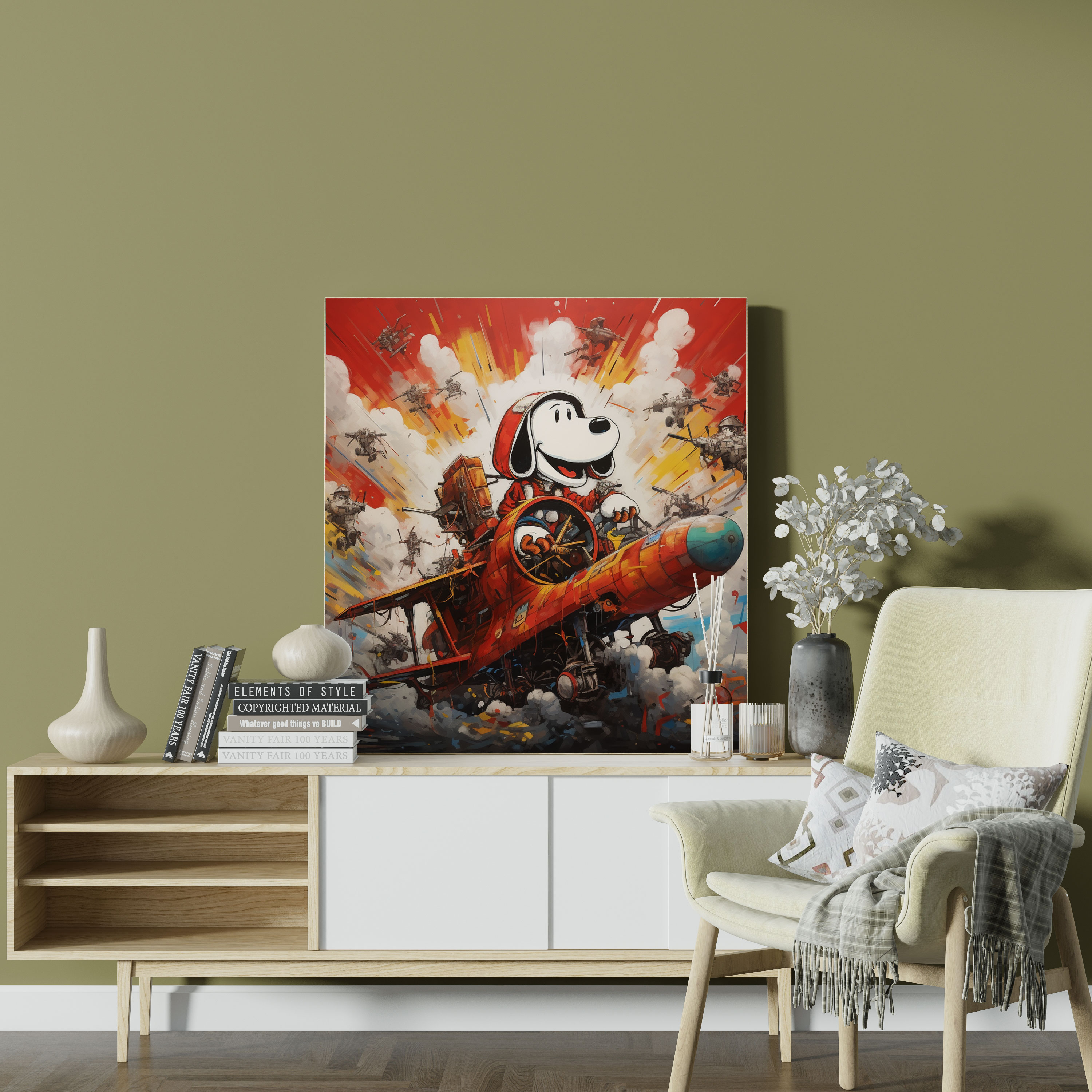 Snoopy Graffiti Wall Art - Street Art Canvas Print - Snoopy, Canvas, Action-Packed, Energetic