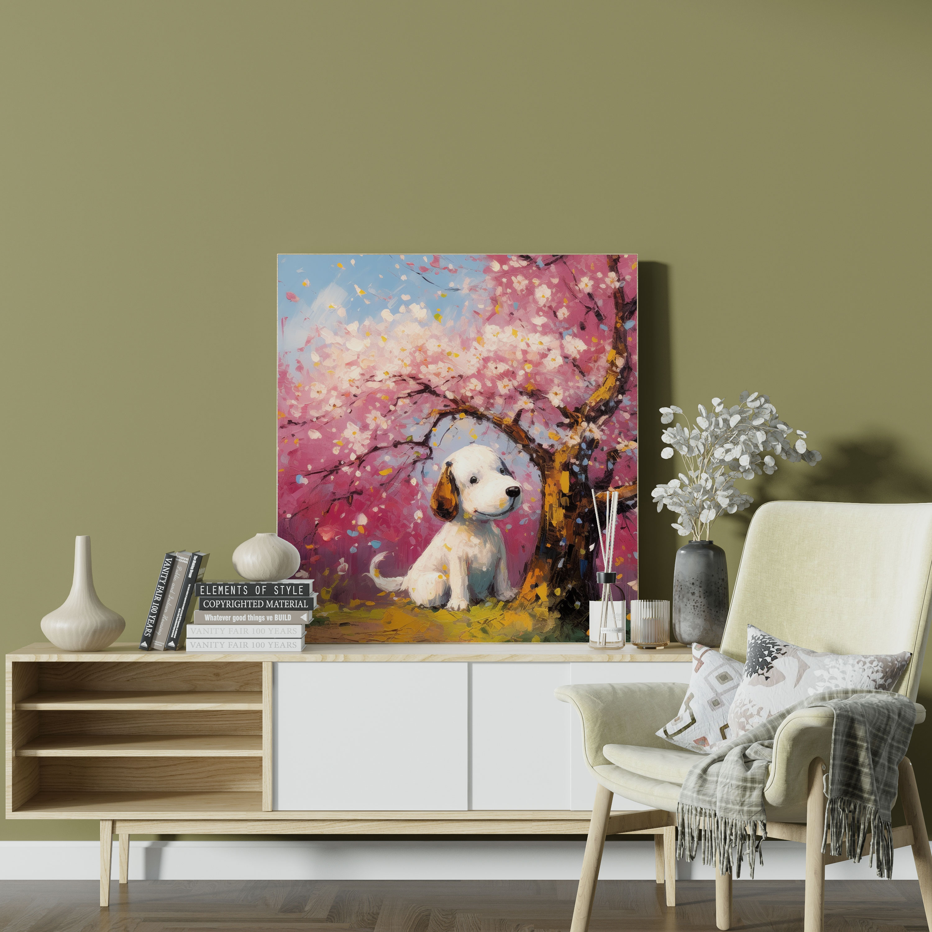 Snoopy Cherry Blossom Canvas Print - Impressionist Wall Art - Snoopy, Snoopy, Serenity, Canvas Print