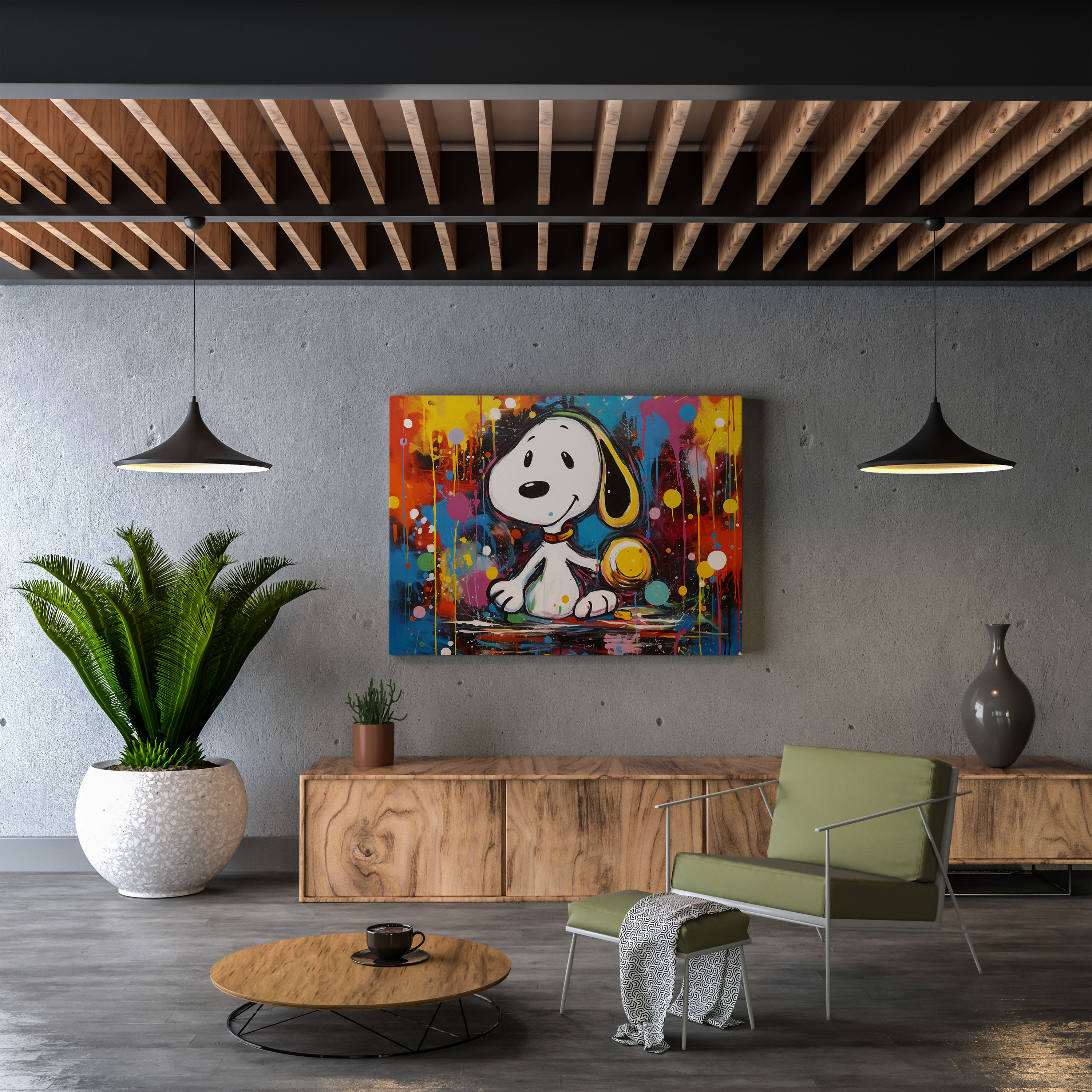 Snoopy Canvas Print - Snoopy, Vibrant Colored Background, Wall Art, Artistic