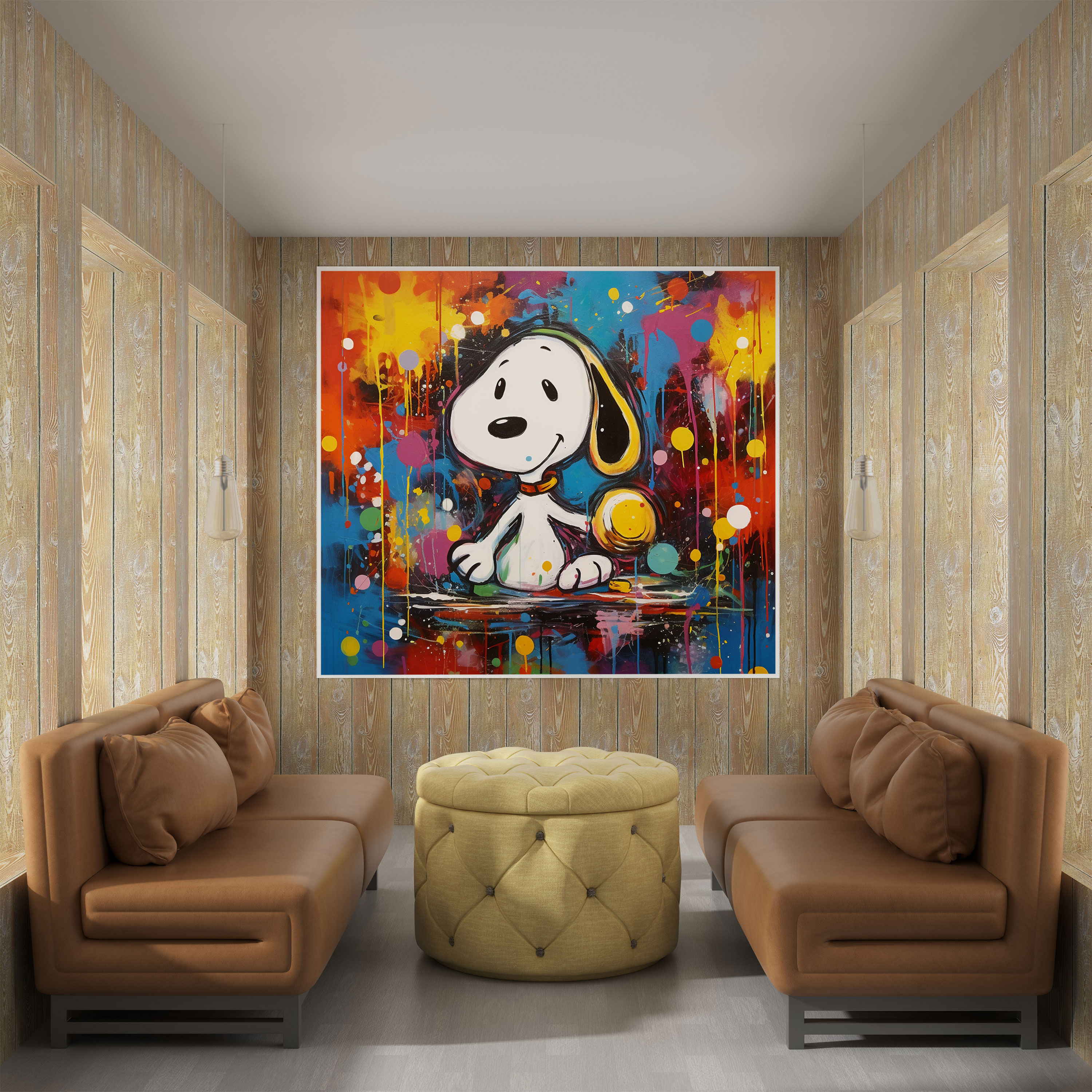 Snoopy Canvas Print - Snoopy, Vibrant Colored Background, Wall Art, Artistic