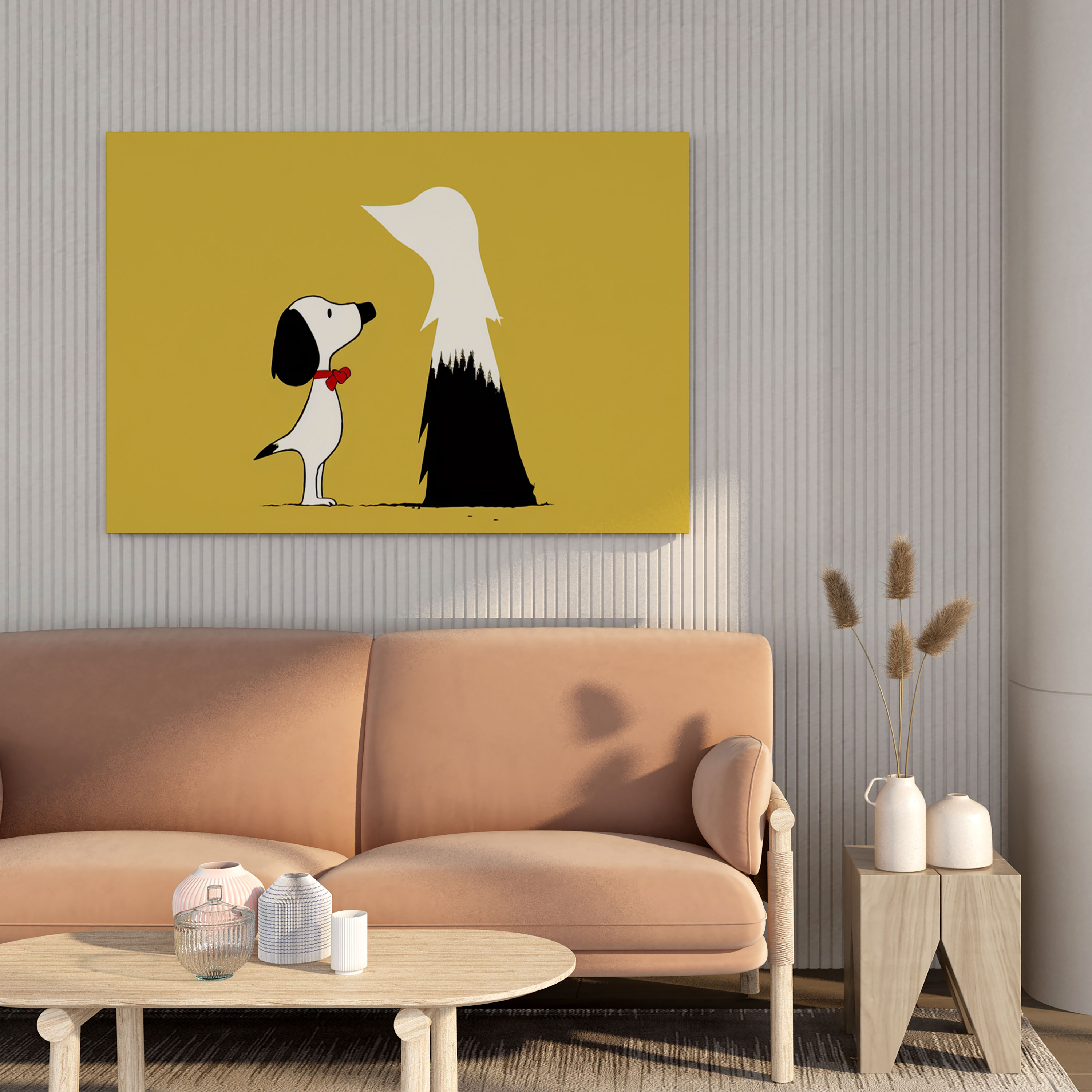 Snoopy Wall Art - Snoopy, Snoopy, Monochrome Background, Minimalist Silhouette