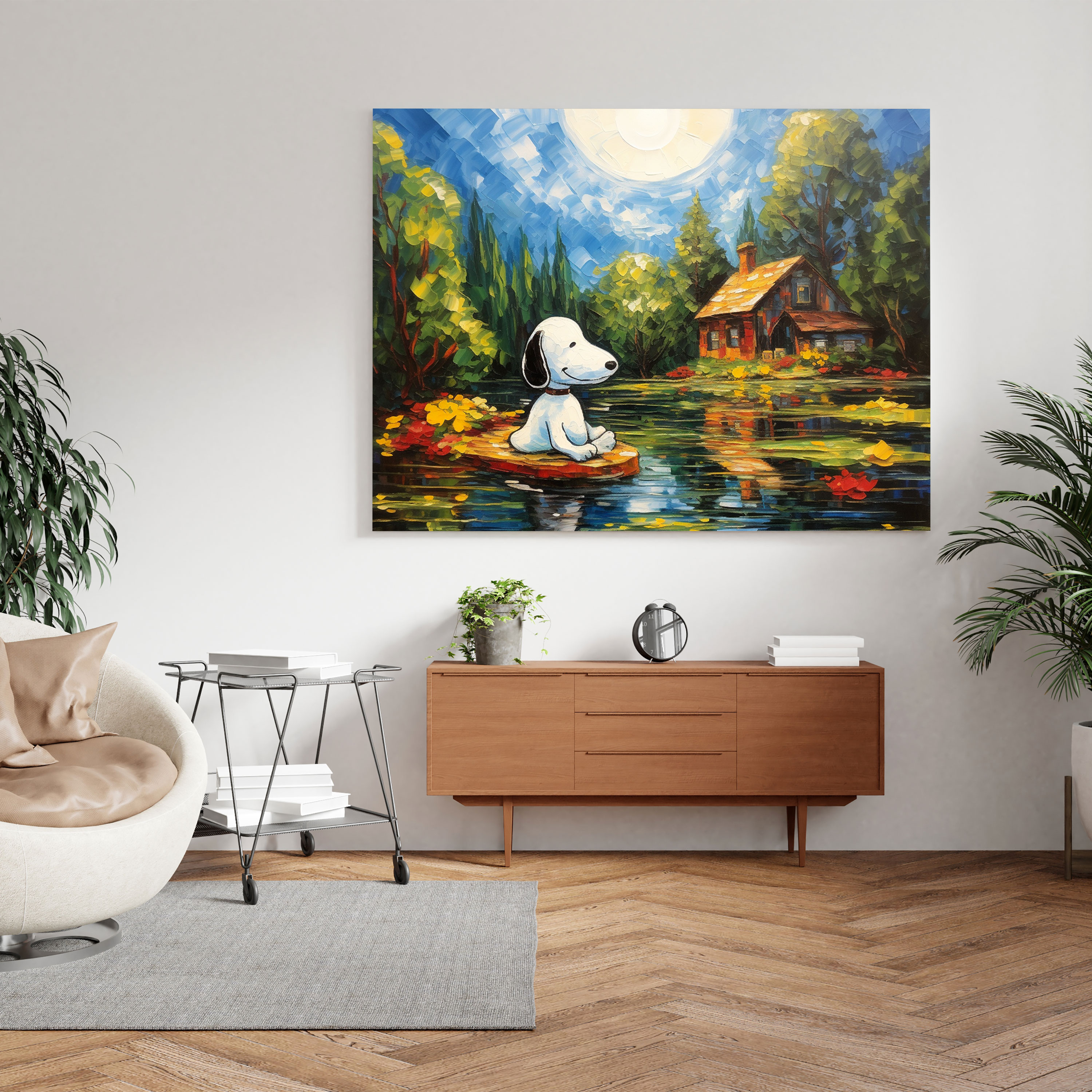 Snoopy Canvas Print - Snoopy, Peaceful, Impressionist Painting, Home Decoration