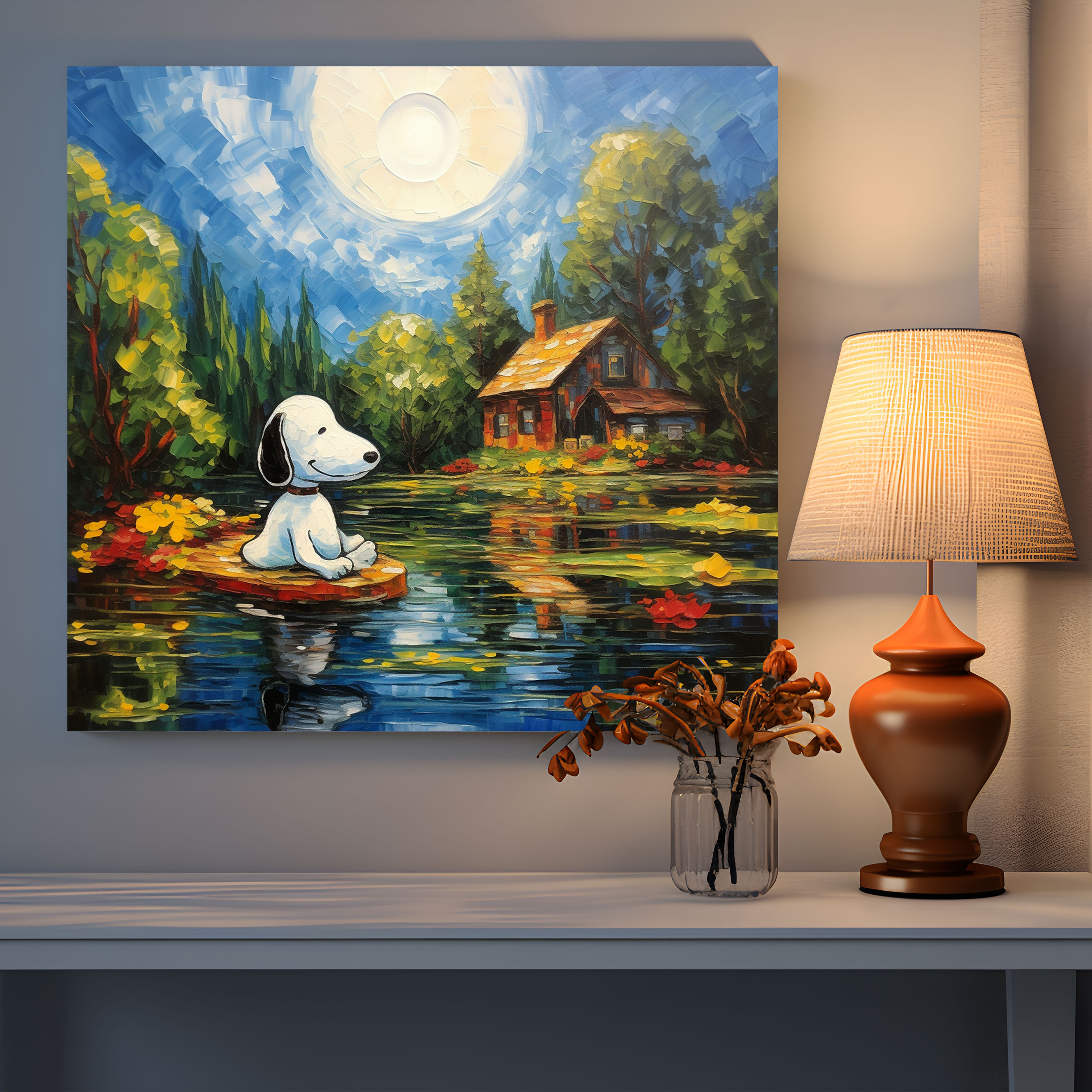 Snoopy Canvas Print - Snoopy, Peaceful, Impressionist Painting, Home Decoration