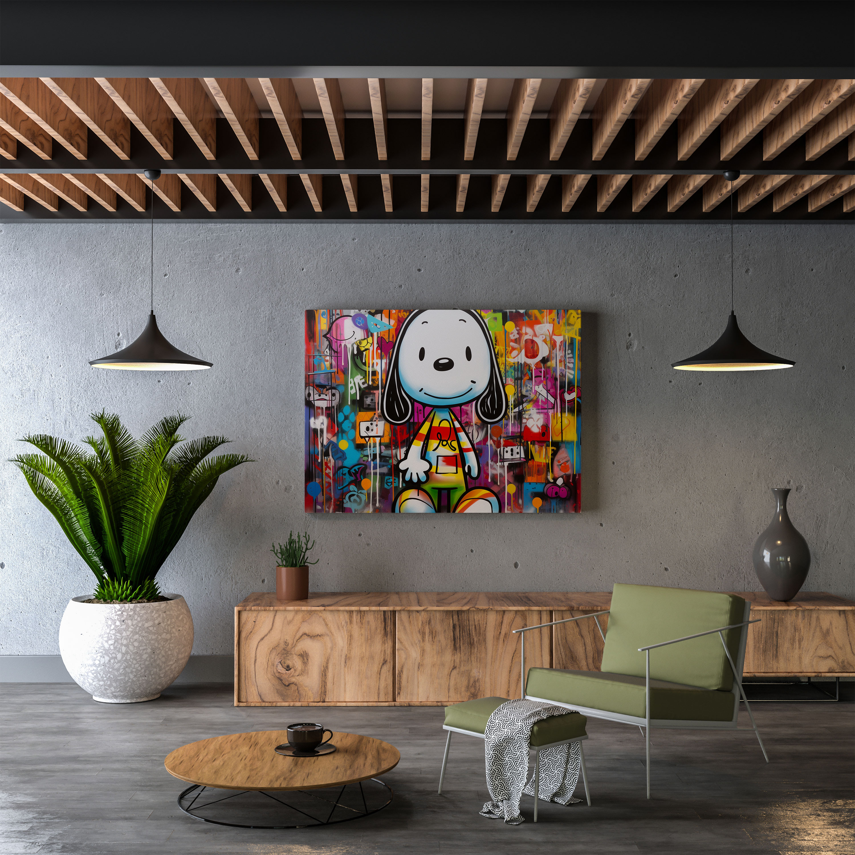 Snoopy Duvar Sanatı - Kanvas Tablo Ev Dekorasyonu Şehir