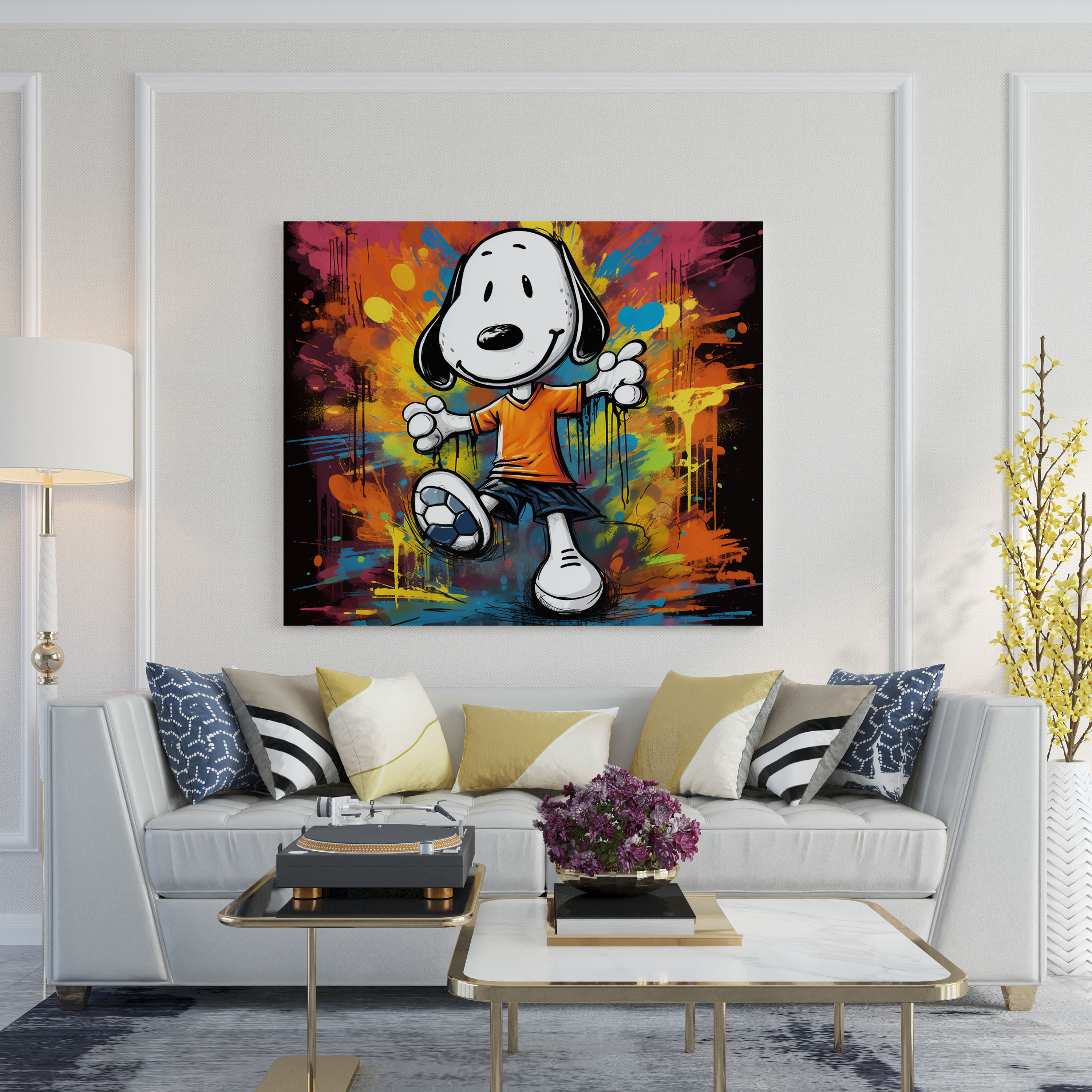 Snoopy Canvas Print - Soccer Ball Wall Art - Snoopy, Home Decoration, Vibrant, Energetic