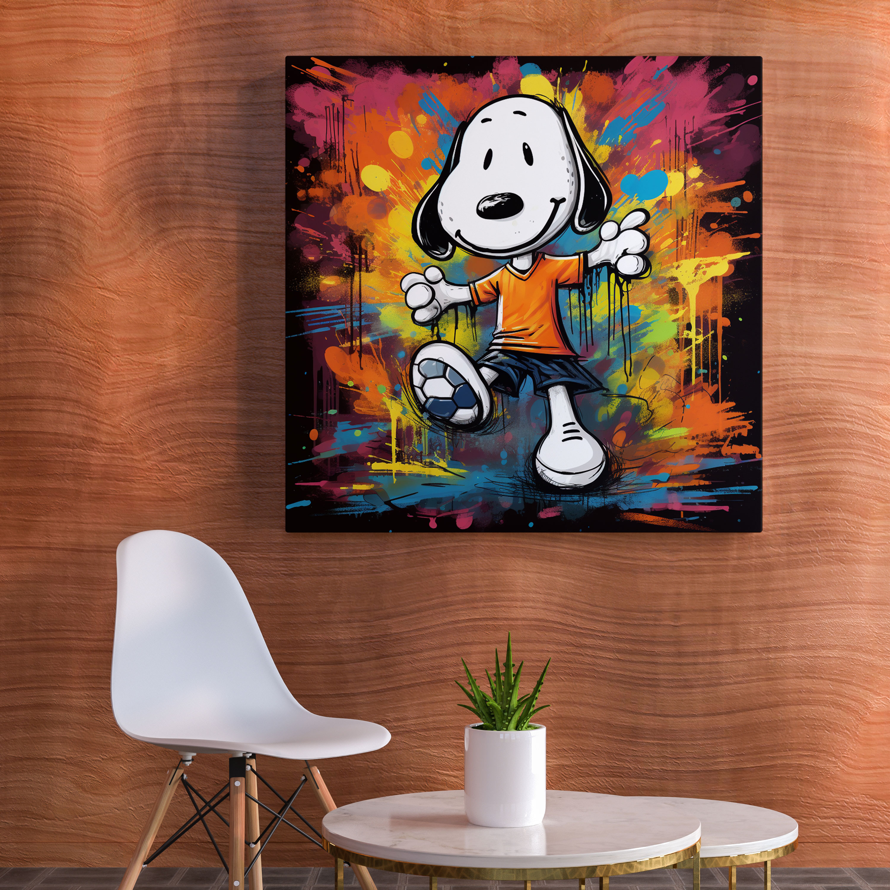 Snoopy Canvas Print - Soccer Ball Wall Art - Snoopy, Home Decoration, Vibrant, Energetic