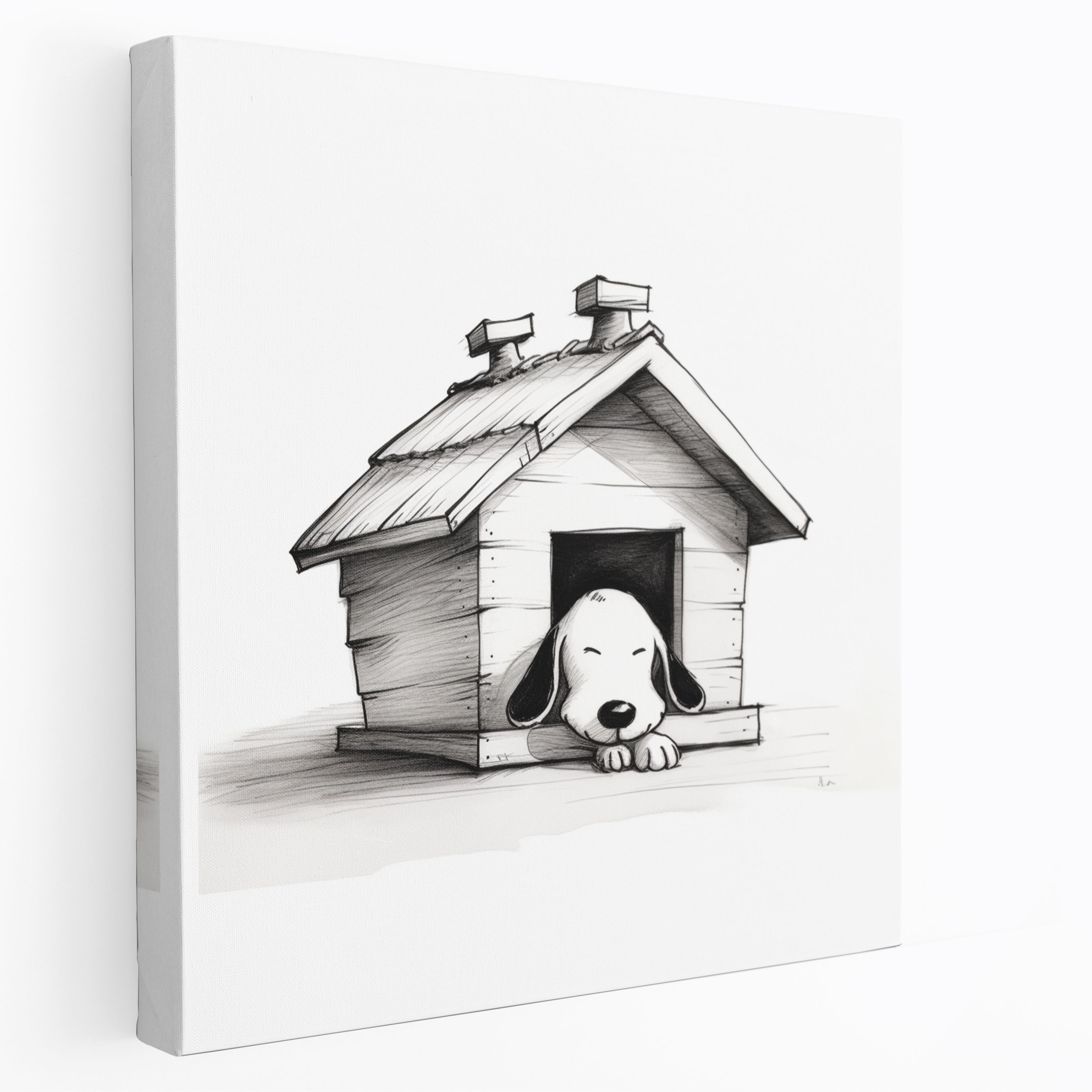 Snoopy Wall Art - Sleeping Snoopy Canvas Print - Snoopy, Snoopy, Minimalist, Snoopy Sleeping