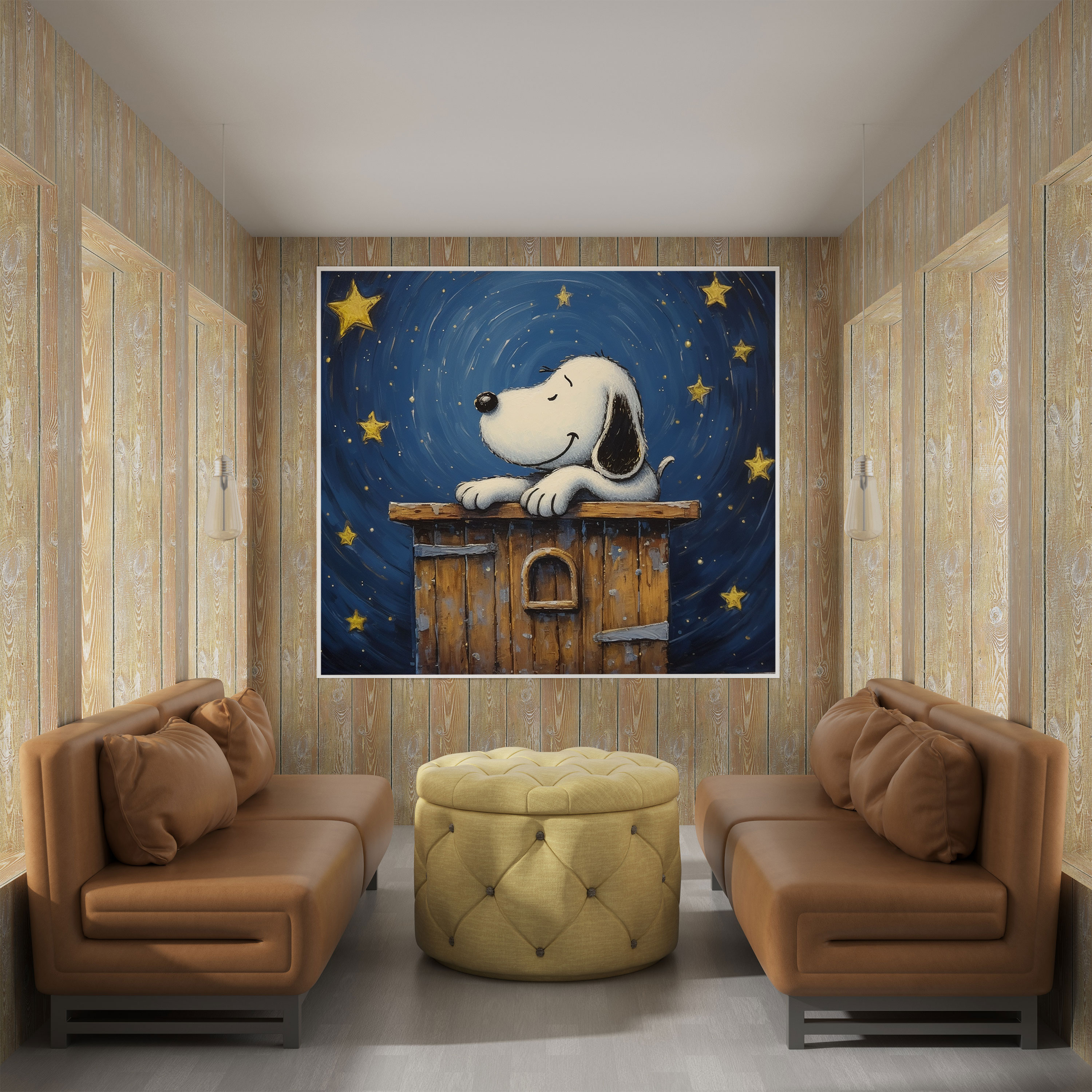 Snoopy Canvas Print - Starry Night Wall Art - Snoopy, Wall Art, Canvas Wall Art, Starry Night