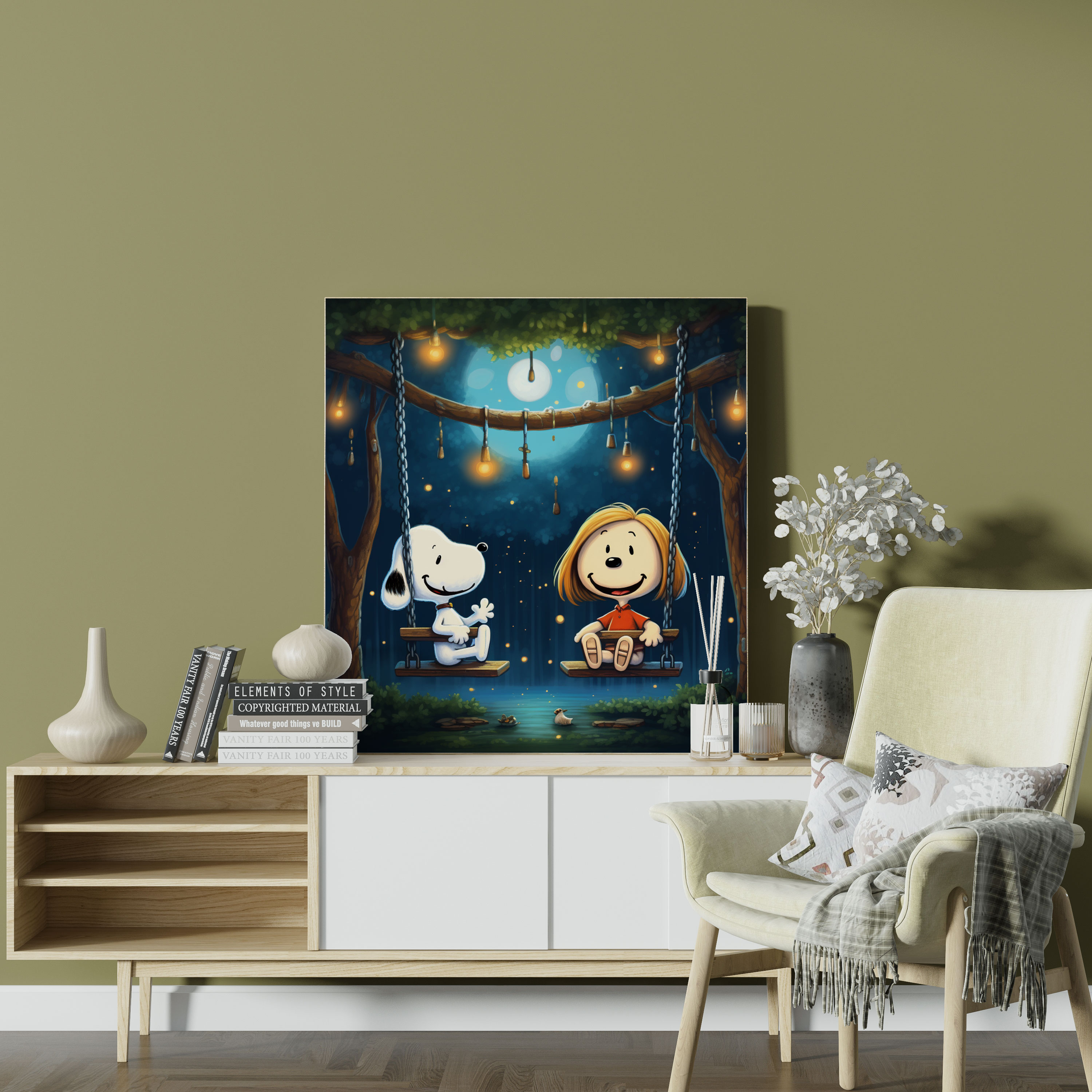 Snoopy Canvas Print - Swing Set Wall Art - Snoopy, Wall Decoration, Canvas Print, Wall Art