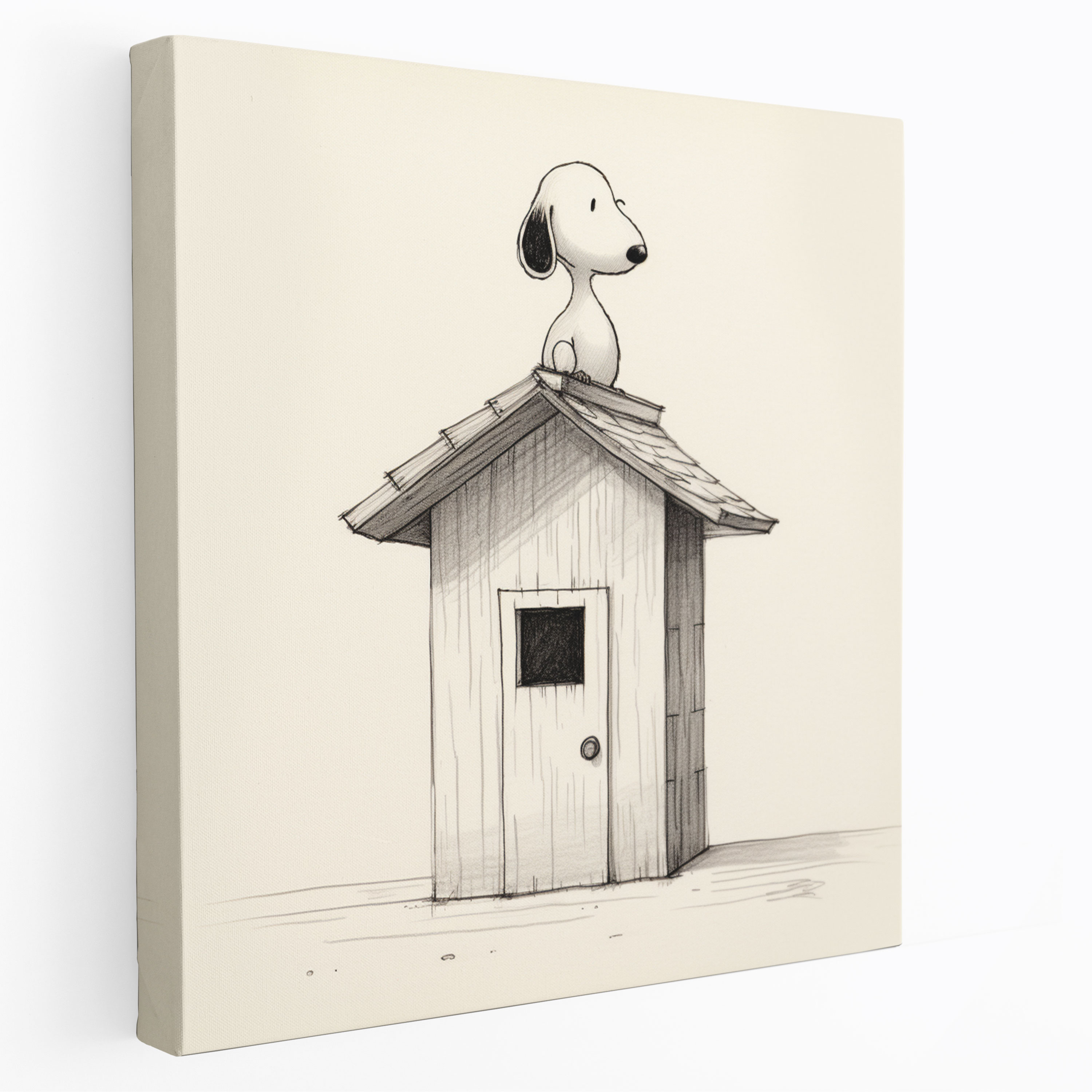 Snoopy Duvar Sanatı - Minimalist Siyah Beyaz Kanvas Tablo - Ev Dekorasyonu