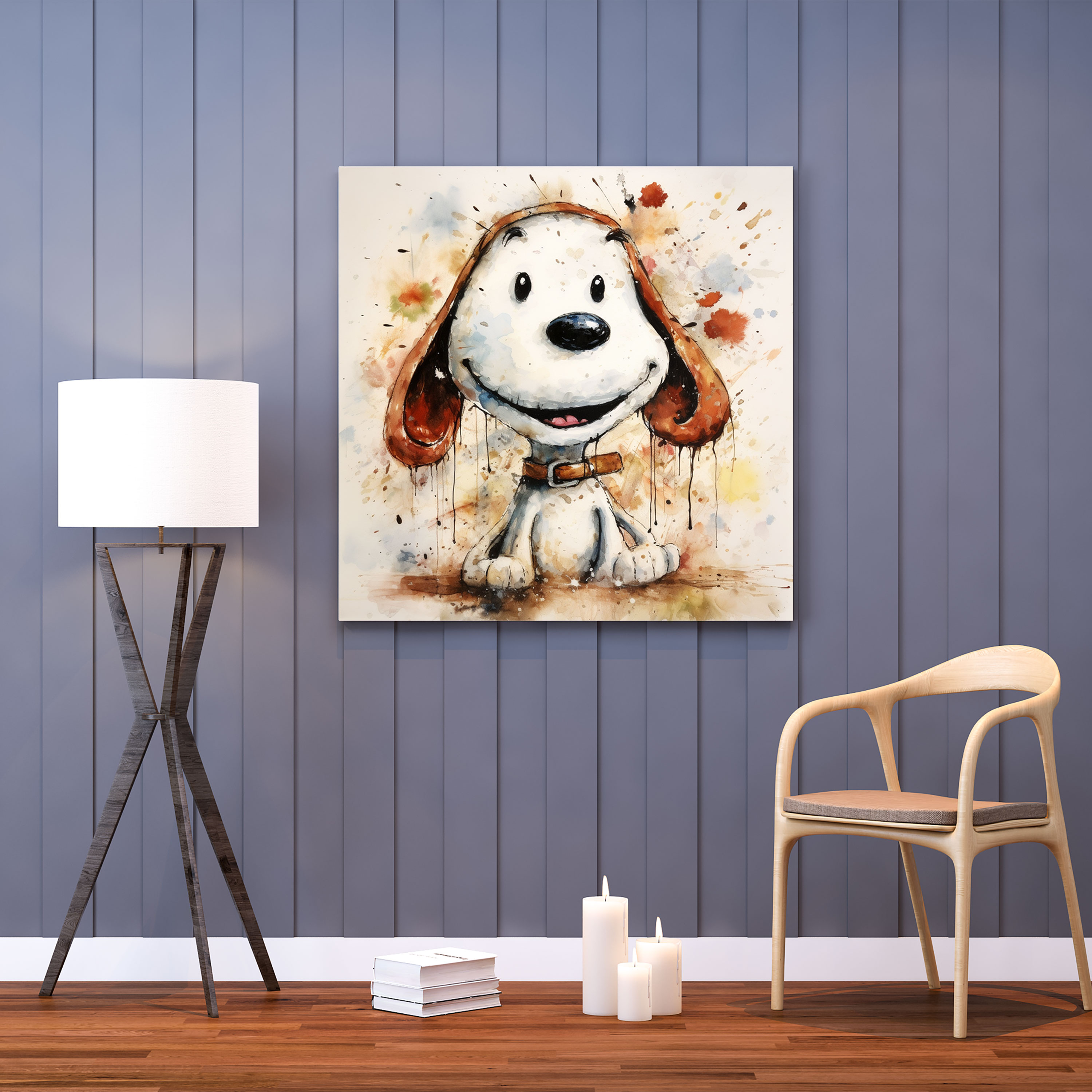 Snoopy Canvas Print - Charming Watercolor Wall Art - Snoopy, Wall Decoration, Canvas Print, Watercolor Portrait