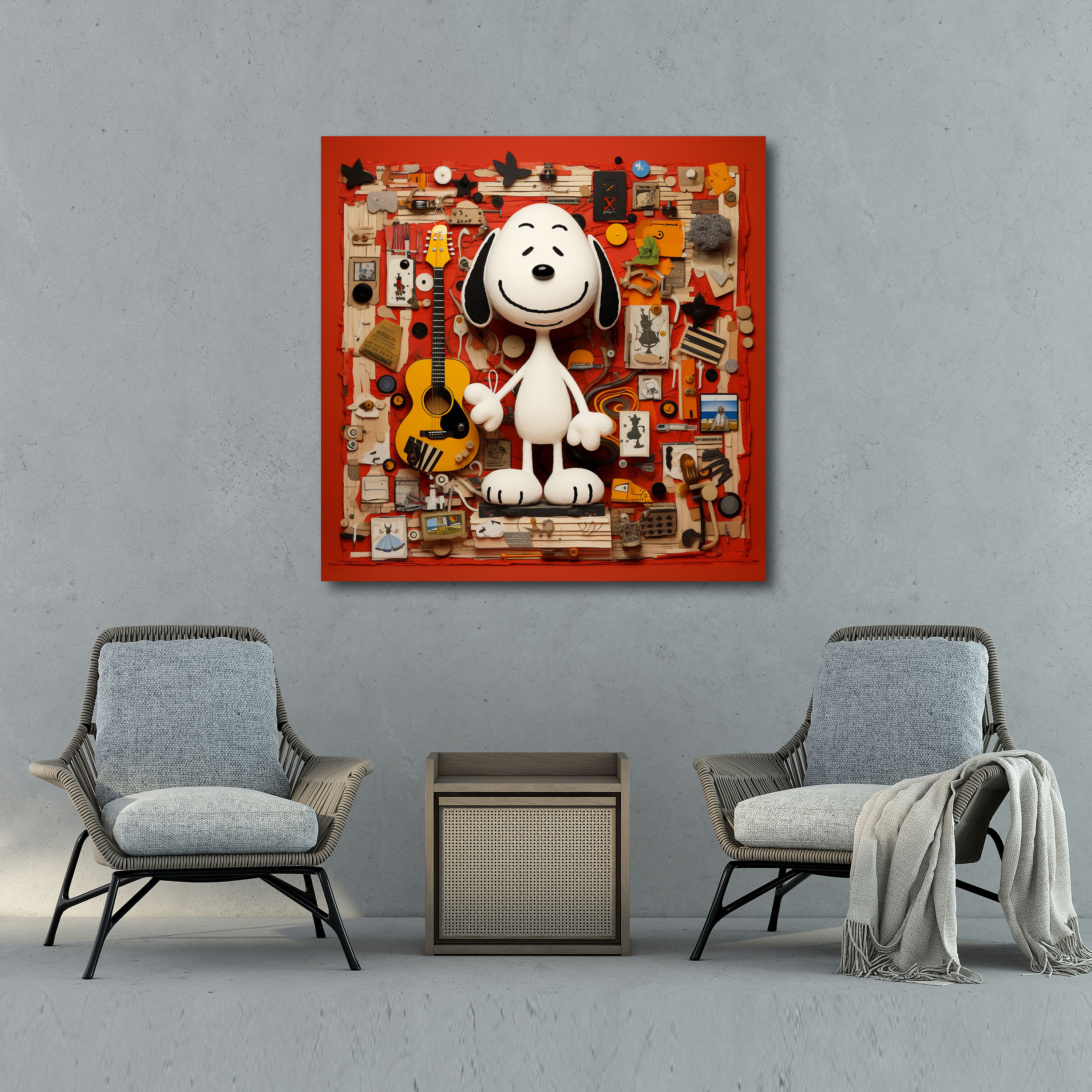 Snoopy Kanvas Tablo - Eğlenceli Kolaj Duvar Sanatı - Snoopy Kanvas Duvar Sanatı Eğlenceli Snoopy Kolaj İkonik Pozlar ve İfadeler