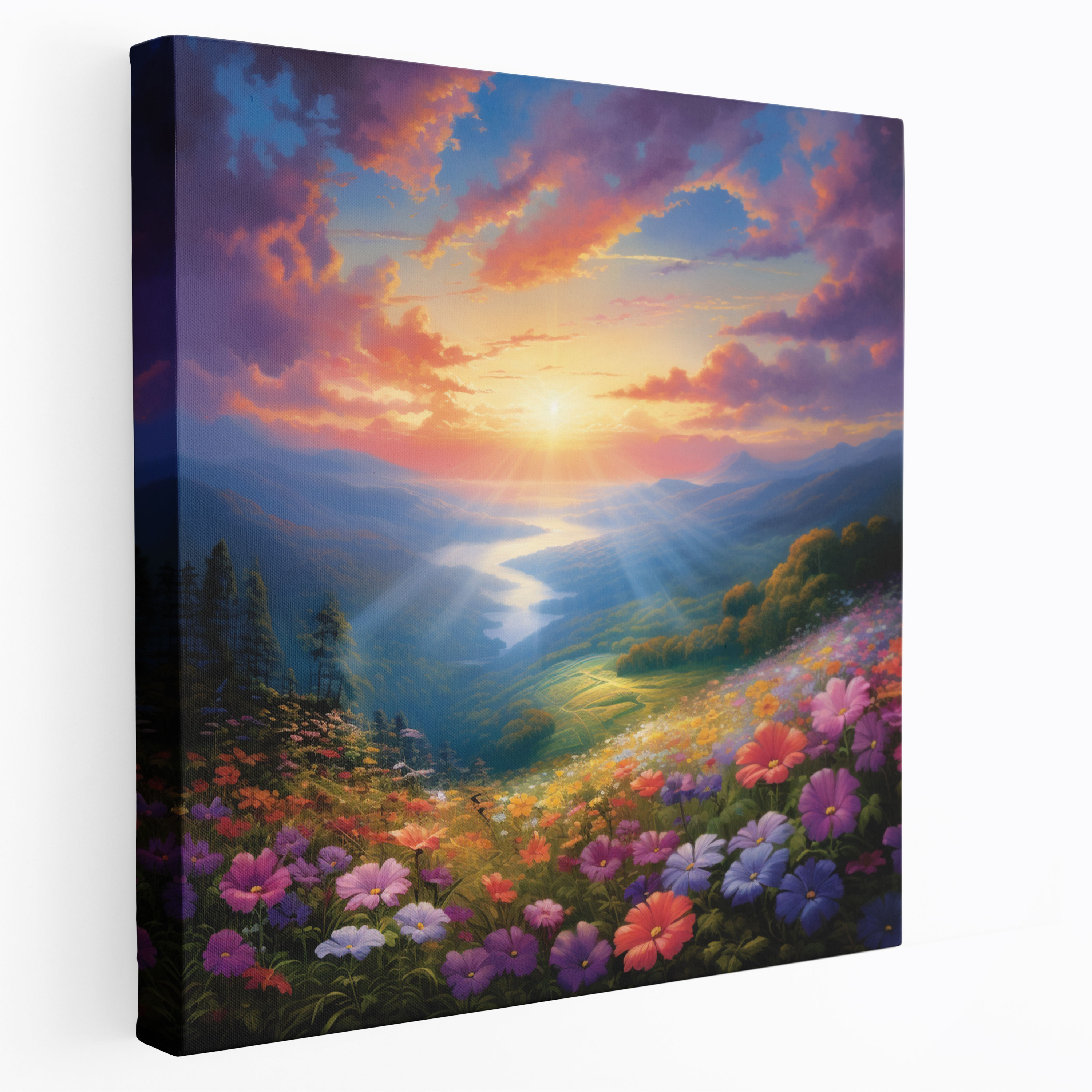 Blooming Field Sunrise Canvas Print - Sunrise, Home Decoration, Wall Art, Canvas Print