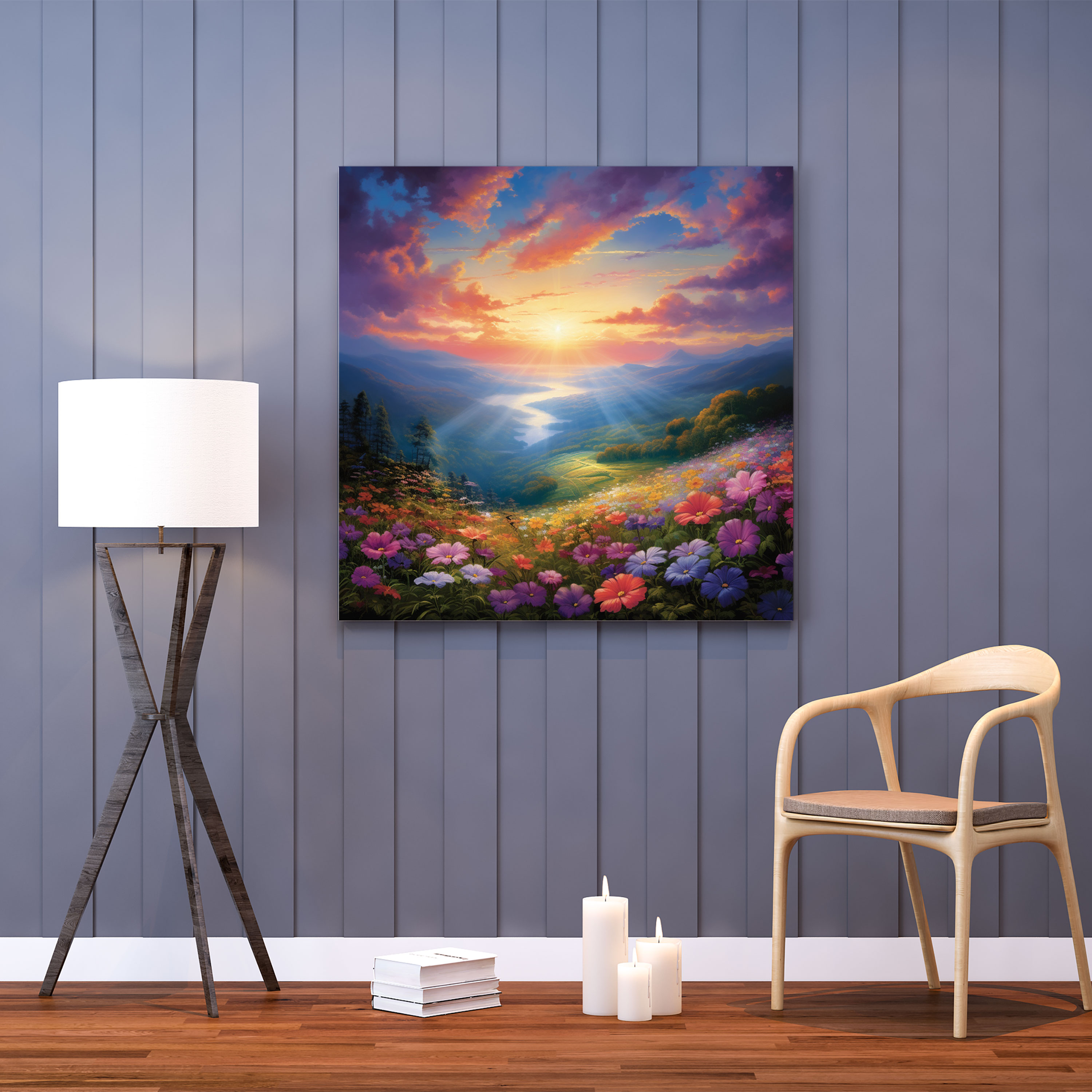 Blooming Field Sunrise Canvas Print - Sunrise, Home Decoration, Wall Art, Canvas Print