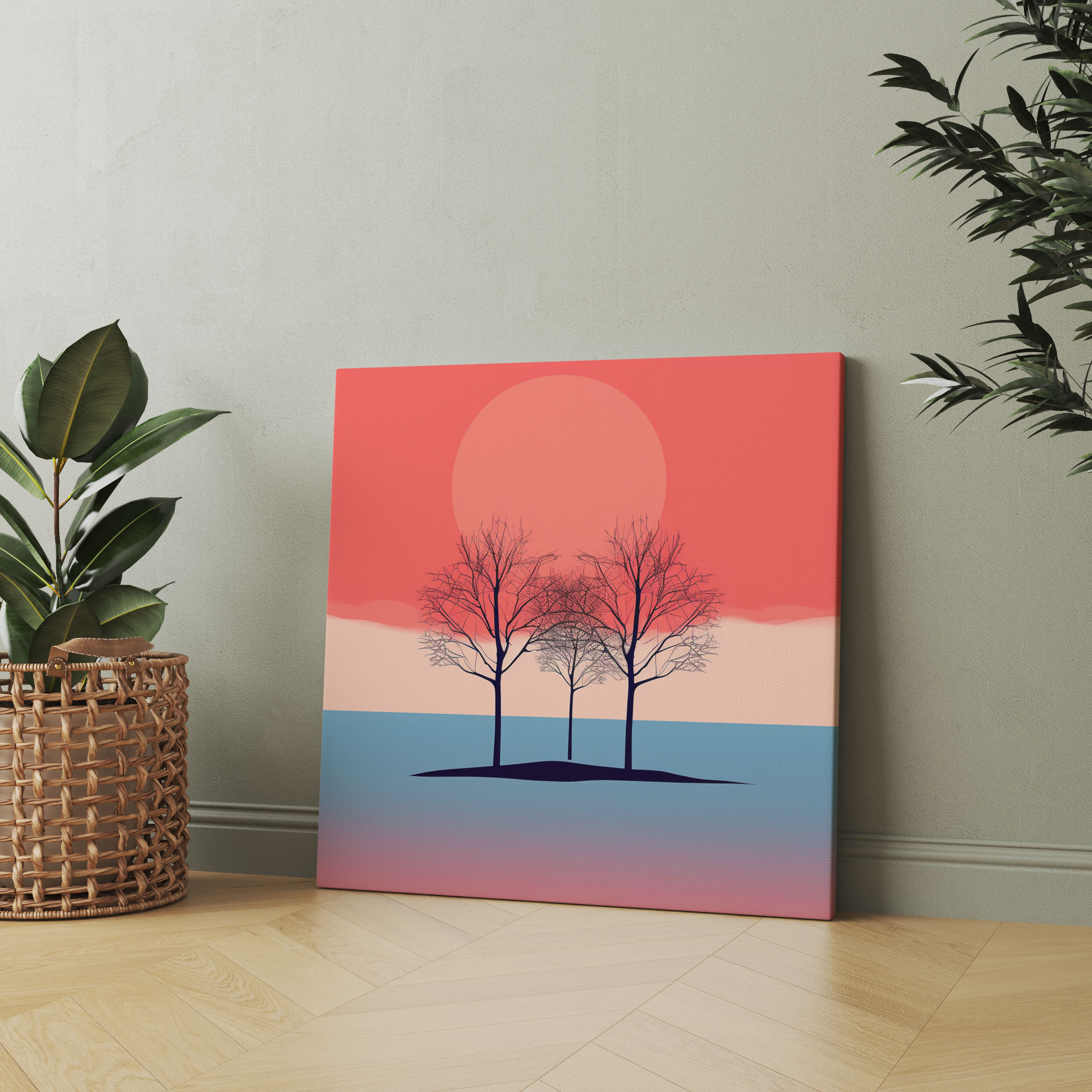 Sunrise Wall Art - Minimalist Tree Silhouette Canvas Print - Sunrise, Home Decoration, Minimalist, Canvas Print