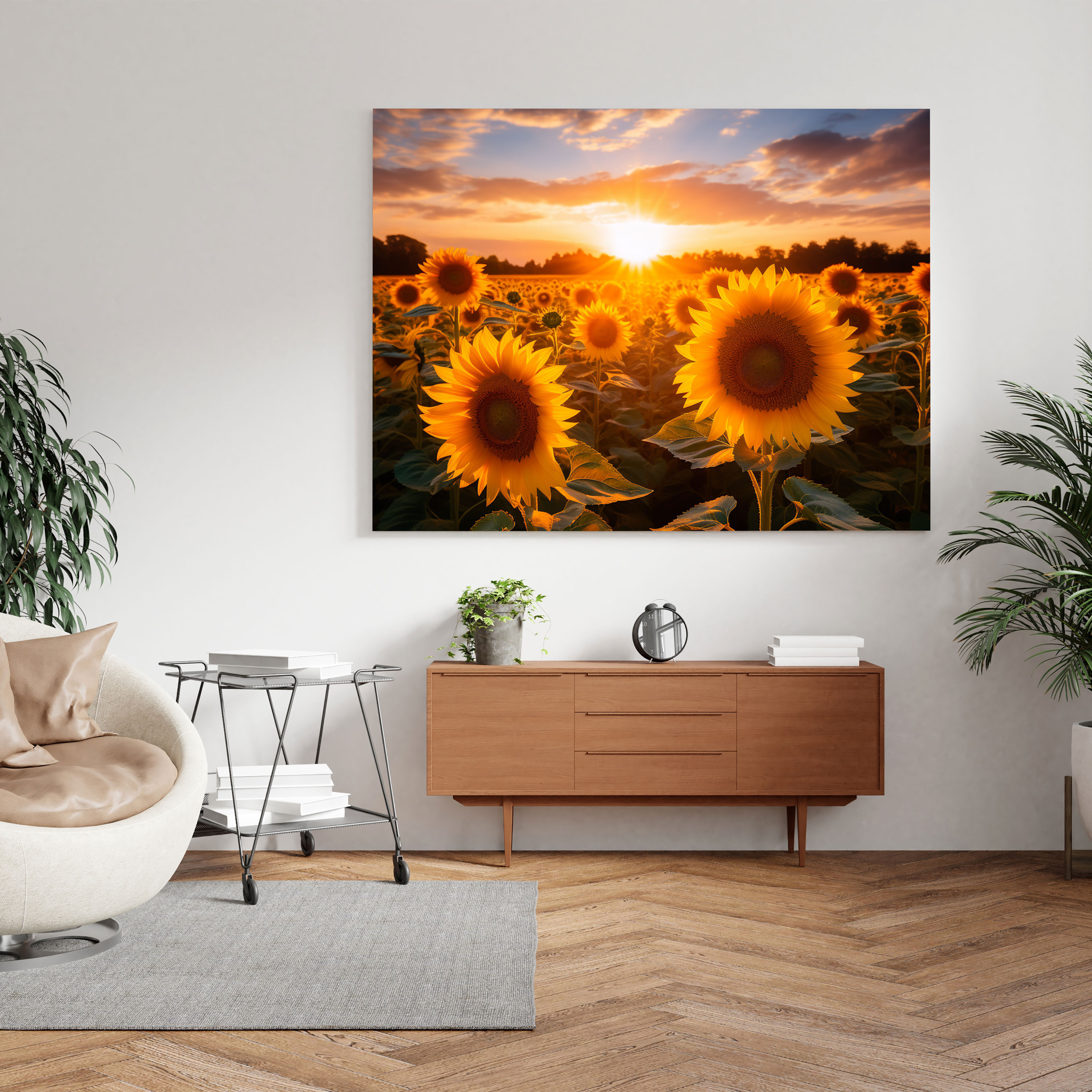 Sunrise Wall Art - Sunflower Field Canvas Print - Sunrise, Canvas Print, Positivity, Sunflowers