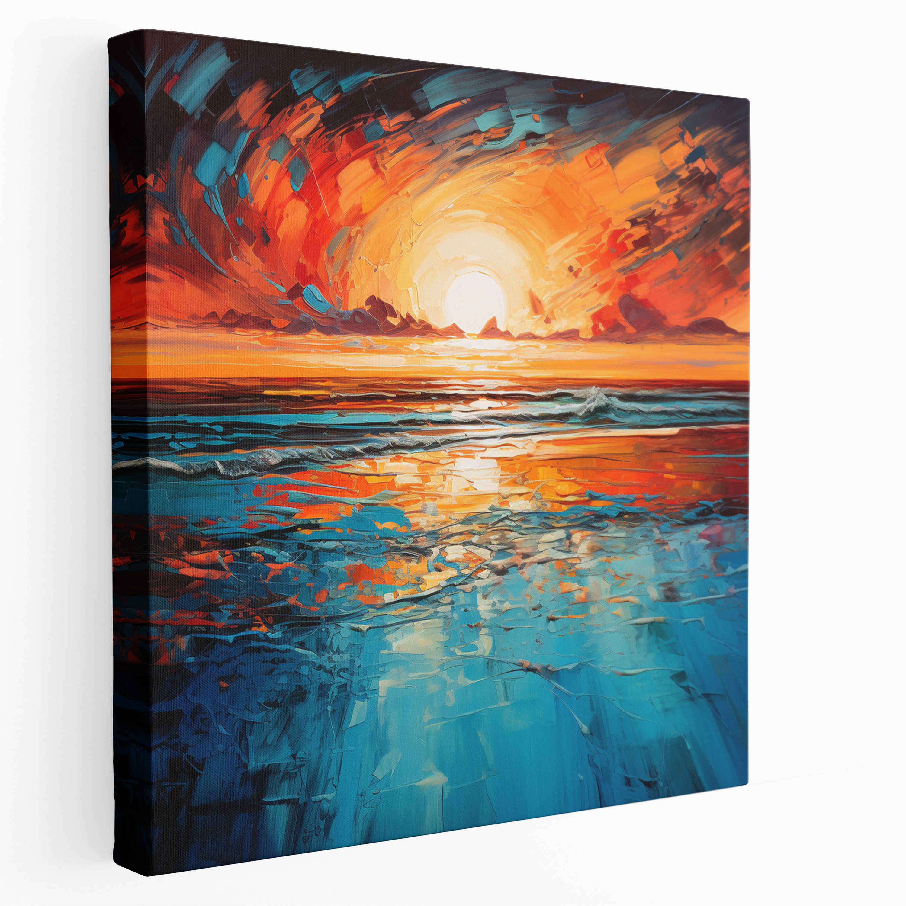Sunrise Canvas Print - Abstract Blue And Orange Strokes - Sunrise, Canvas Print, Abstract Art, Blue And Orange