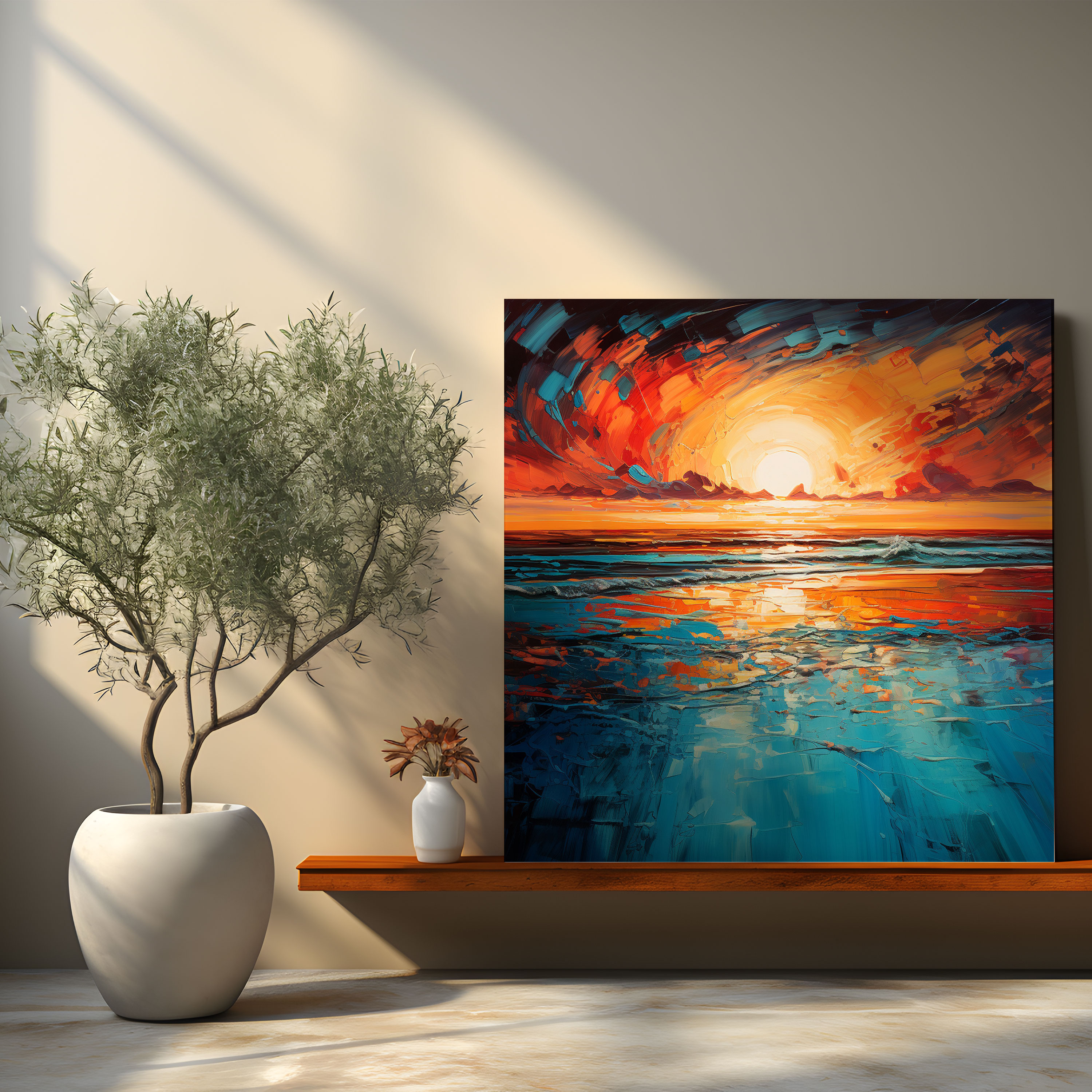 Sunrise Canvas Print - Abstract Blue And Orange Strokes - Sunrise, Canvas Print, Abstract Art, Blue And Orange