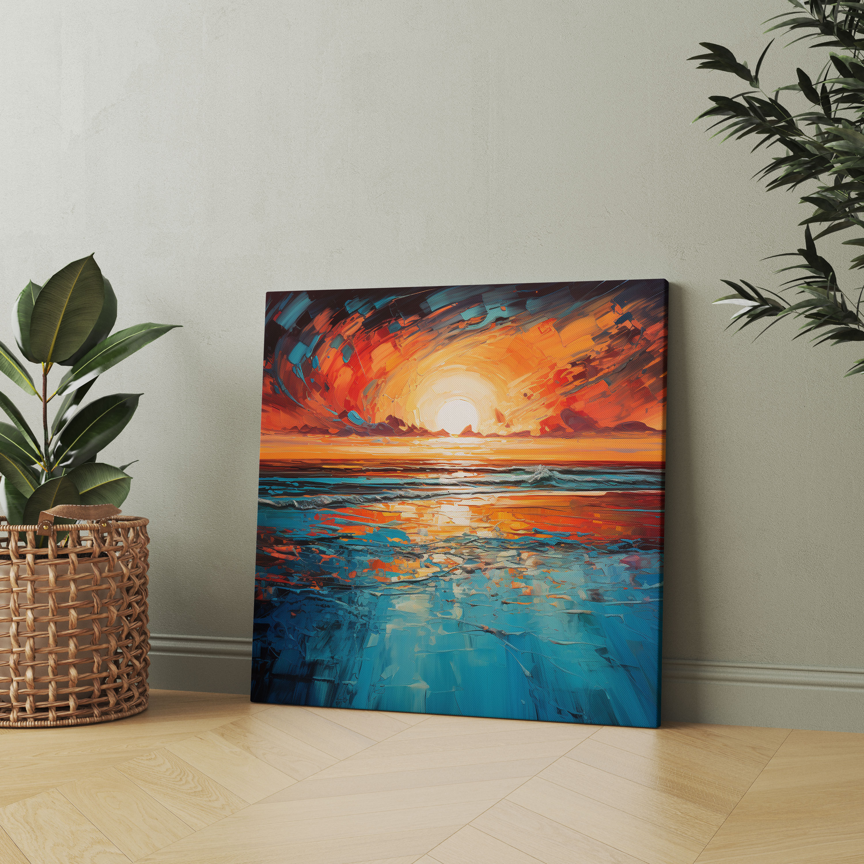 Sunrise Canvas Print - Abstract Blue And Orange Strokes - Sunrise, Canvas Print, Abstract Art, Blue And Orange