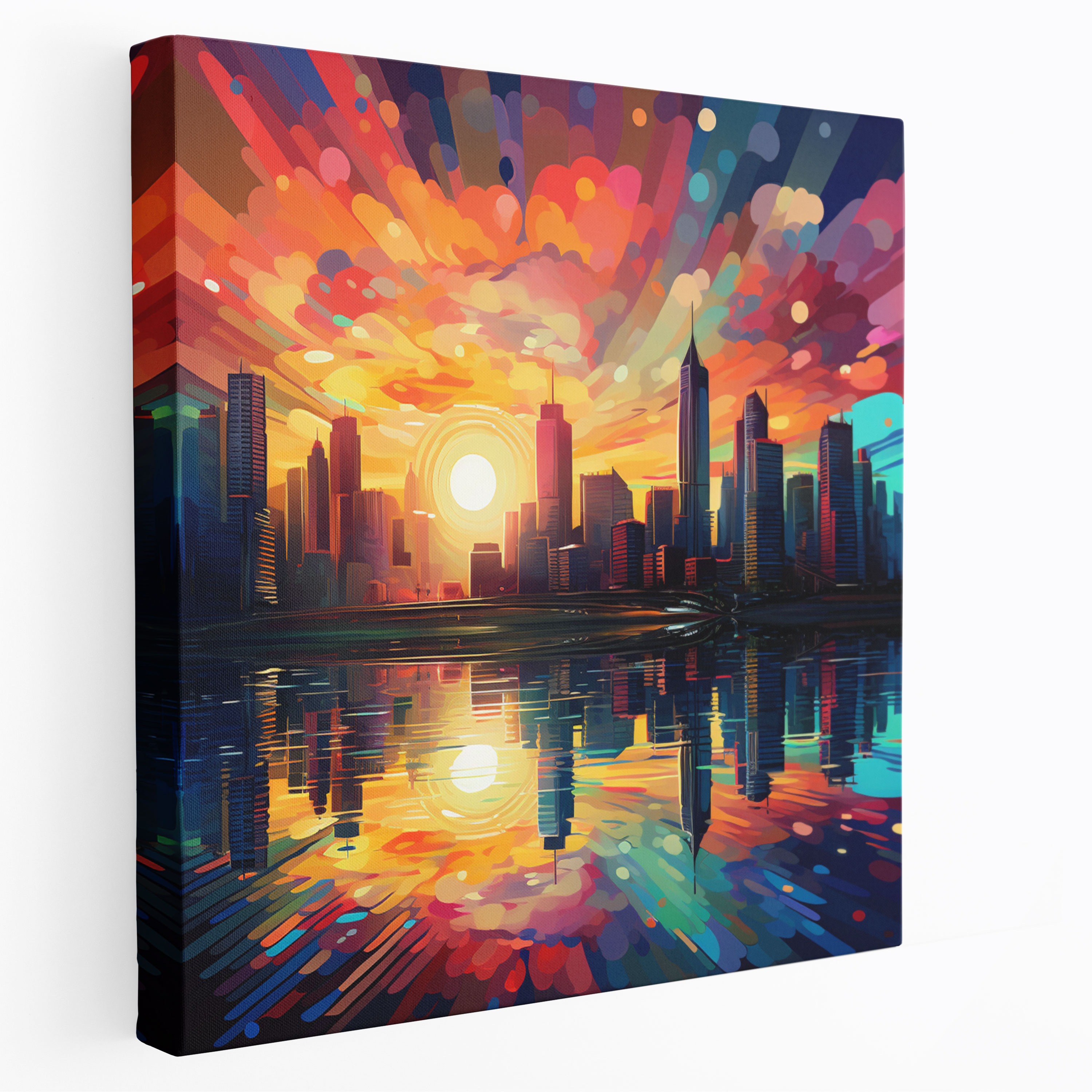 Sunrise Canvas Print - Modern Geometric City Skyline - Sunrise, Wall Decoration, Canvas Print, Sunrise