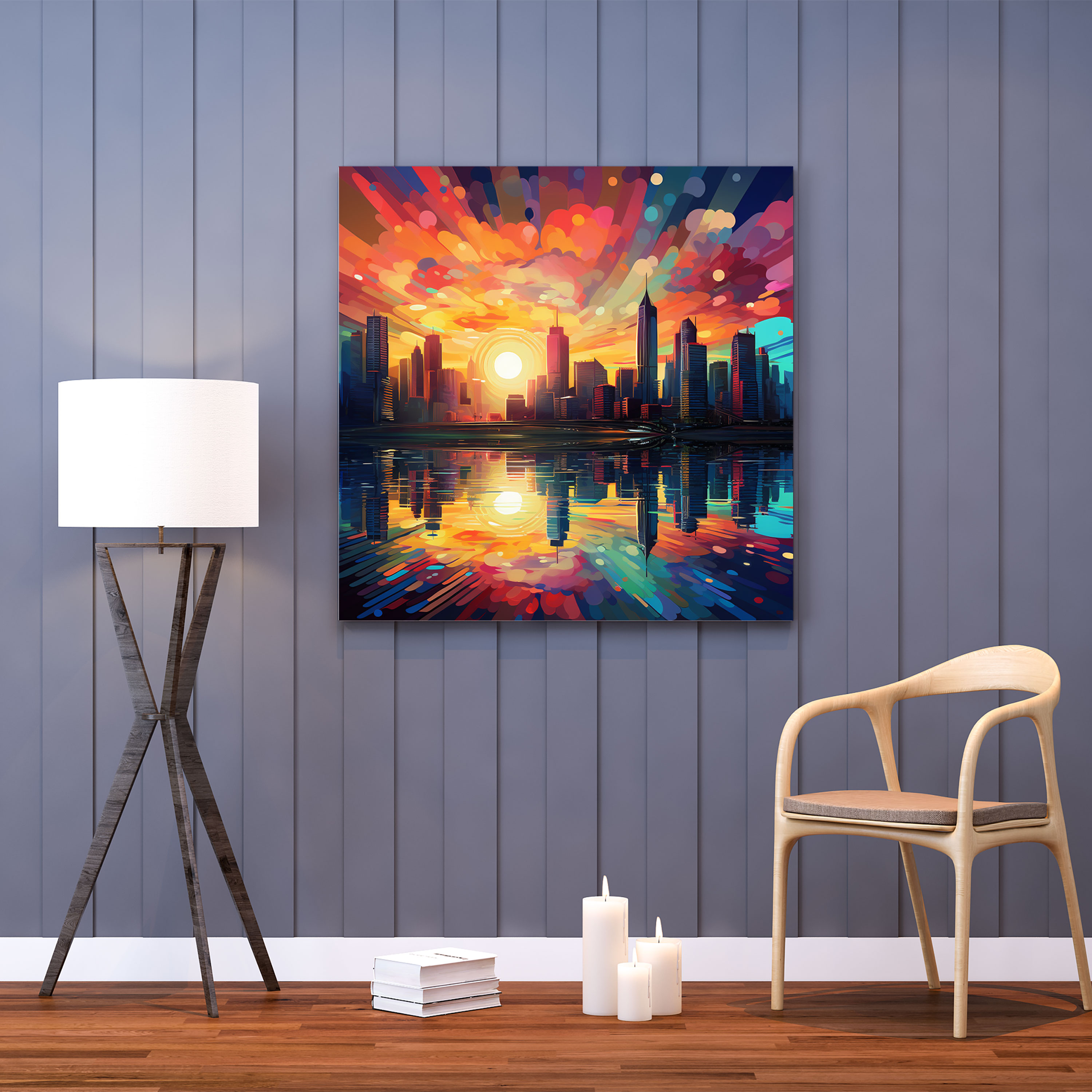 Sunrise Canvas Print - Modern Geometric City Skyline - Sunrise, Wall Decoration, Canvas Print, Sunrise