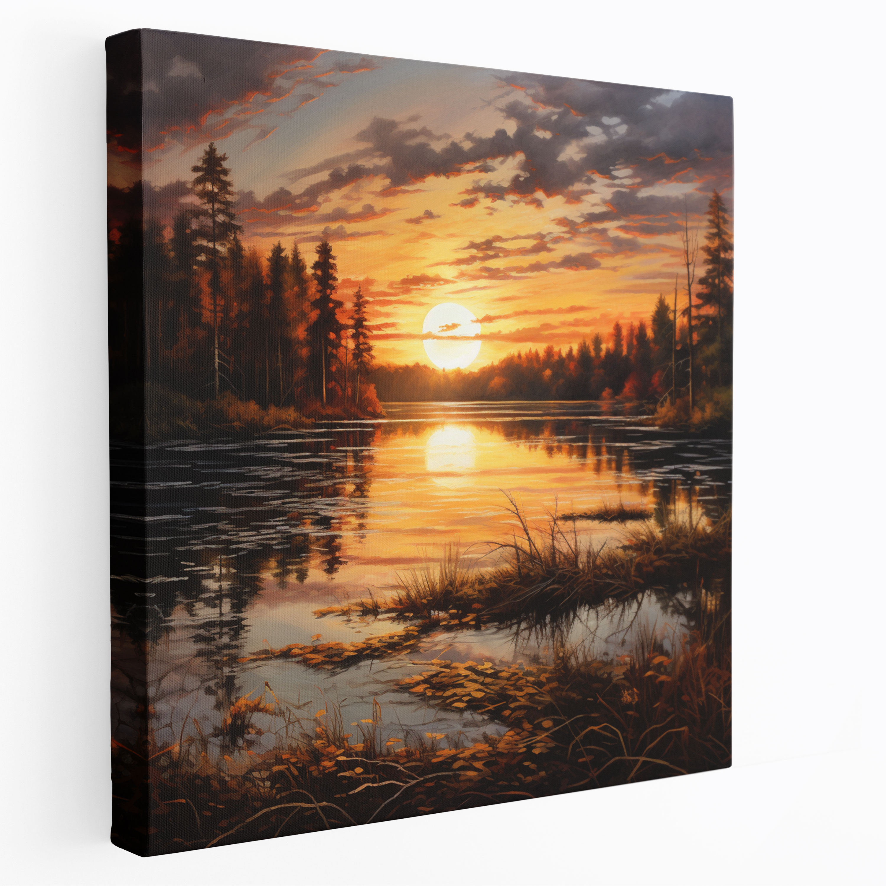 Sunrise Wall Art - Realistic Acrylic Lake Painting - Sunrise, Lake, Canvas Wall Art, Wall Decoration