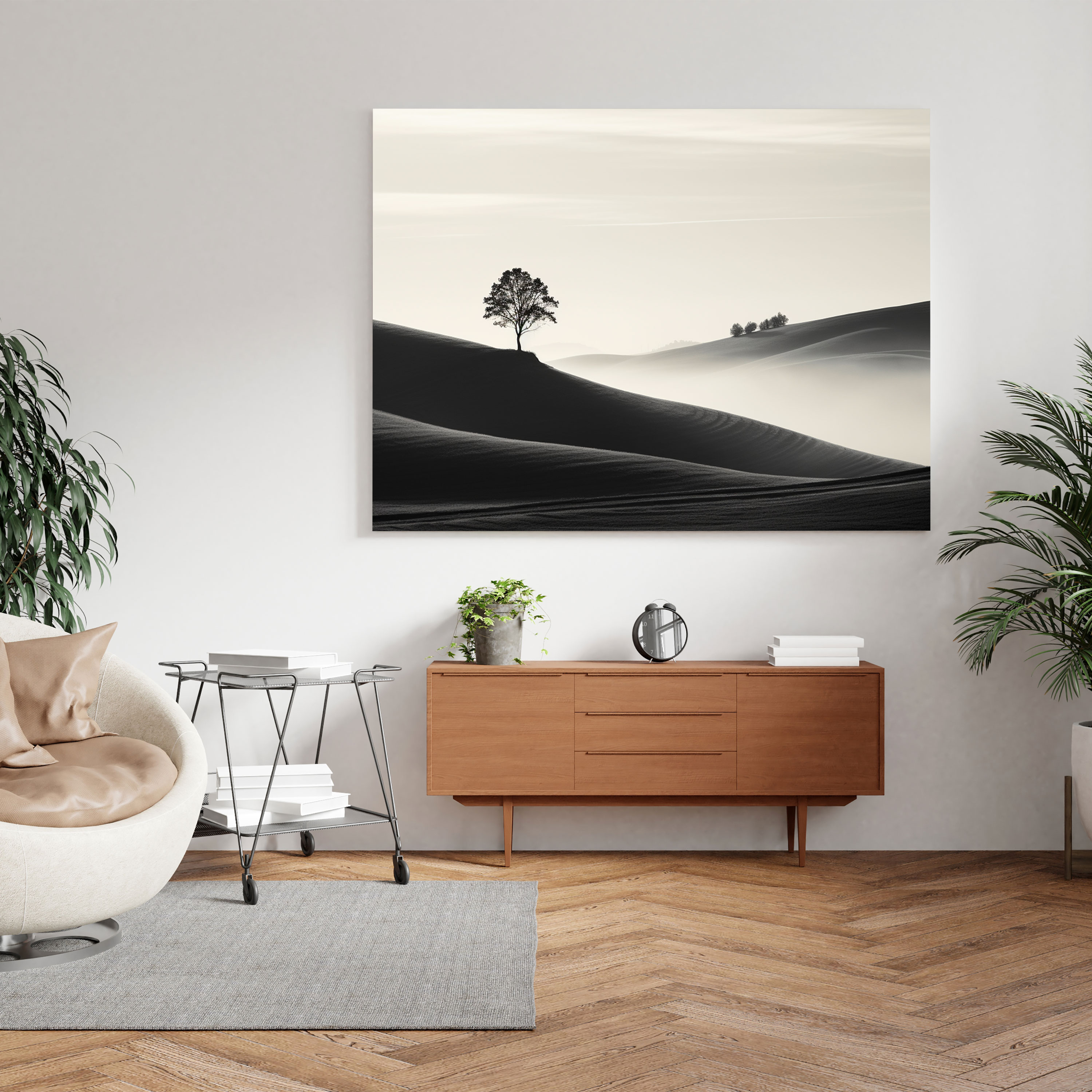Sunrise Canvas Print - Minimalist Black And White Photography - Sunrise, Rolling Hills, Wall Art, Minimalist Photography