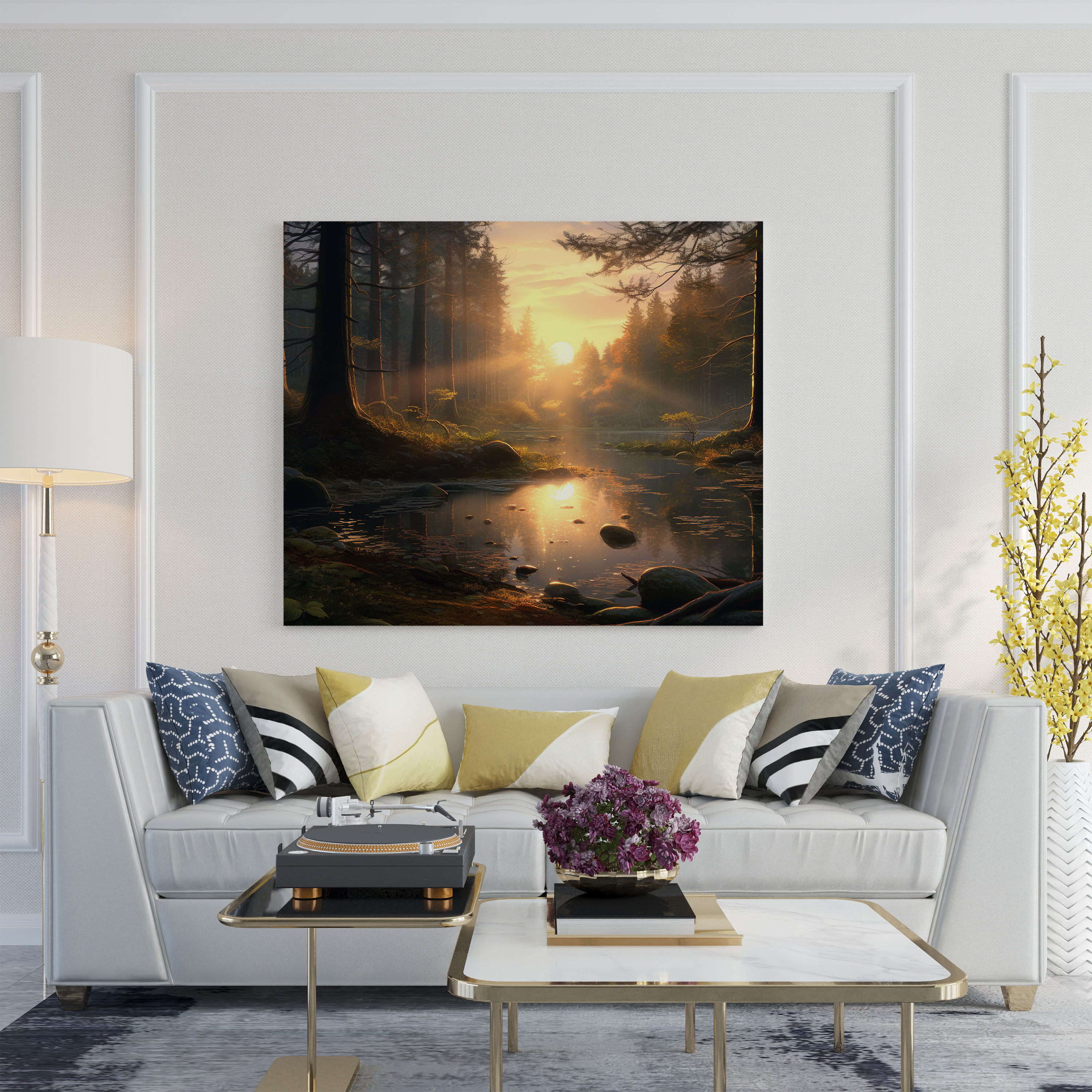Sunrise Forest Wall Decoration - Sunrise, Canvas, Wall Art, Serenity