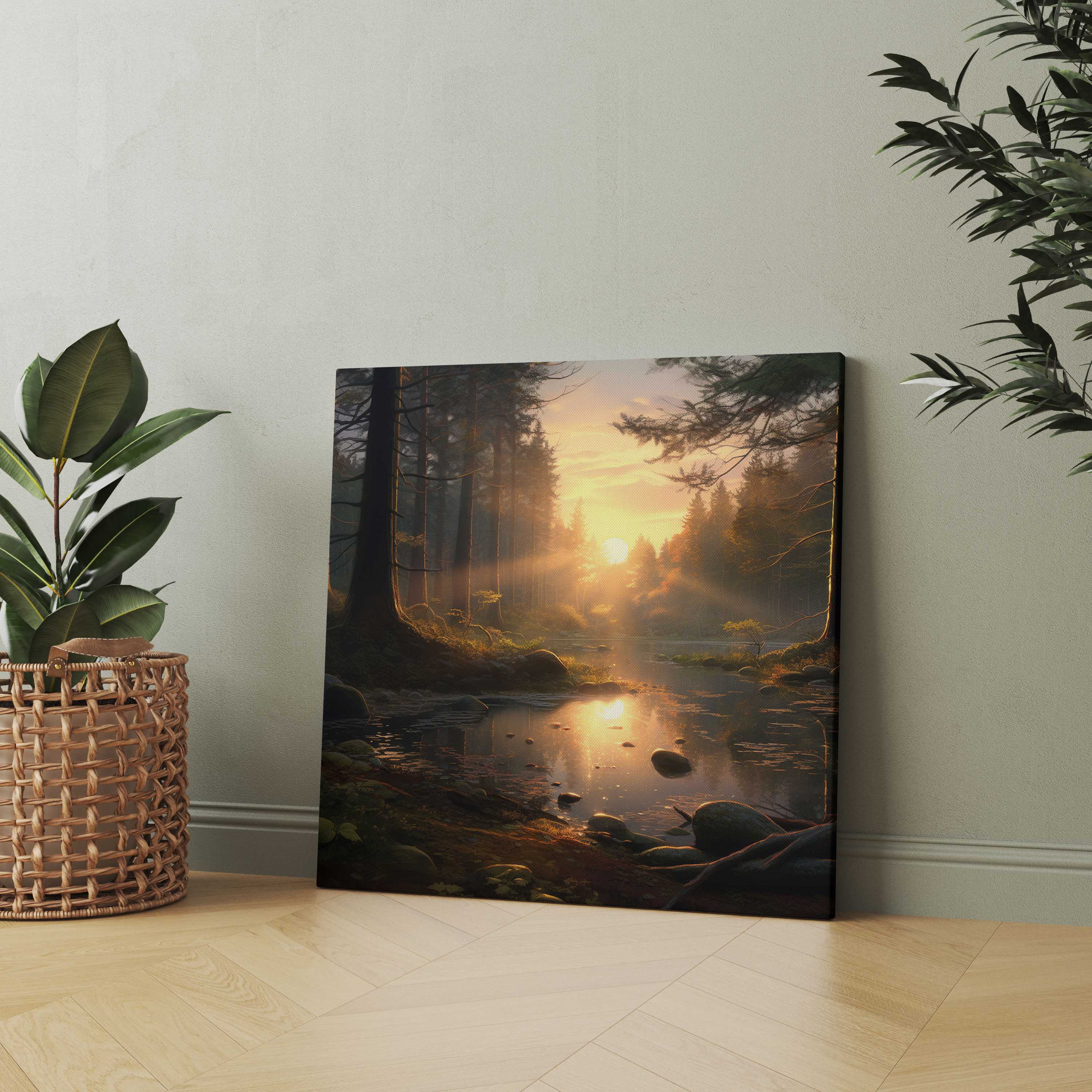 Sunrise Forest Wall Decoration - Sunrise, Canvas, Wall Art, Serenity