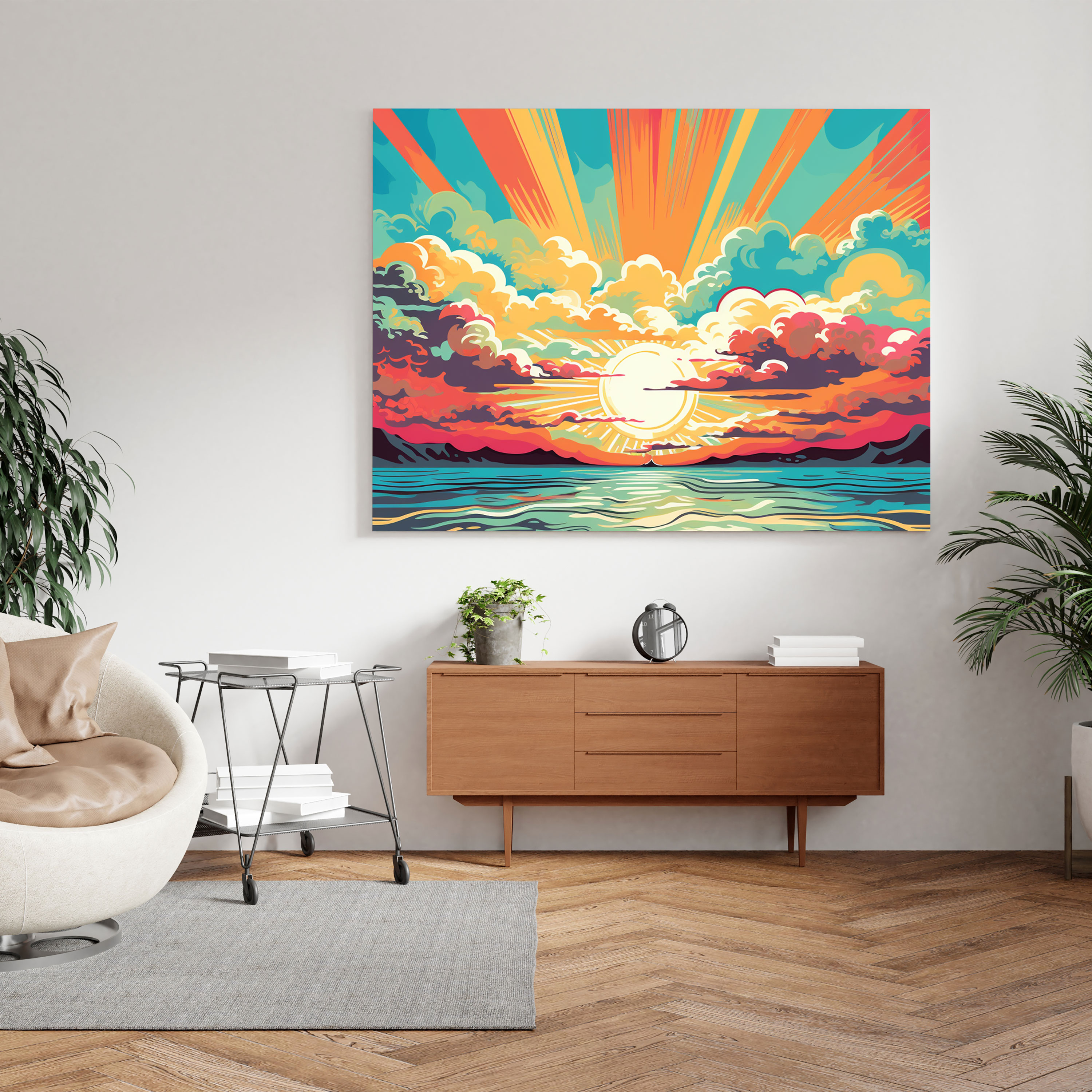 Sunrise Pop Art Canvas Print - Sunrise, Retro, Home Decoration, Playful Colors