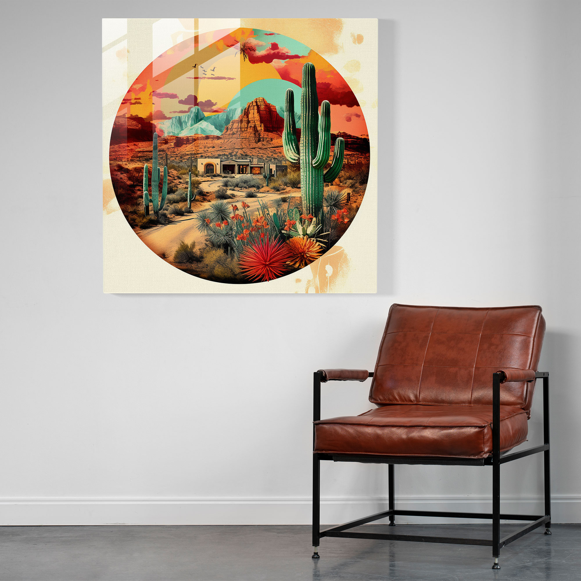 Southwest Harmony - Glass Print - Southwest, Wall Decoration, Digital Collage, Glass Print