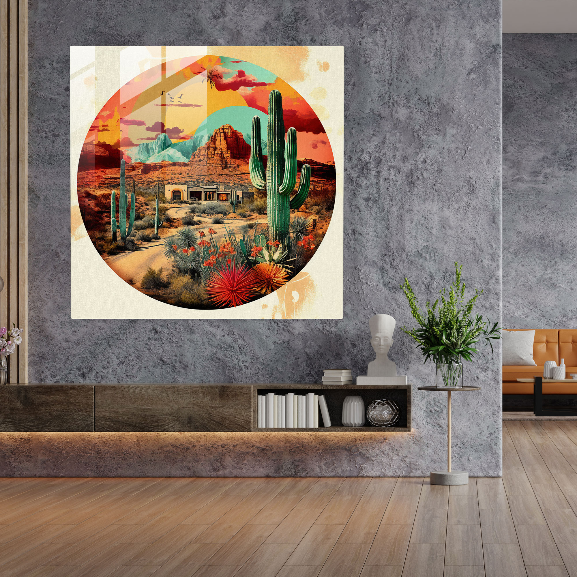 Southwest Harmony - Glass Print - Southwest, Wall Decoration, Digital Collage, Glass Print