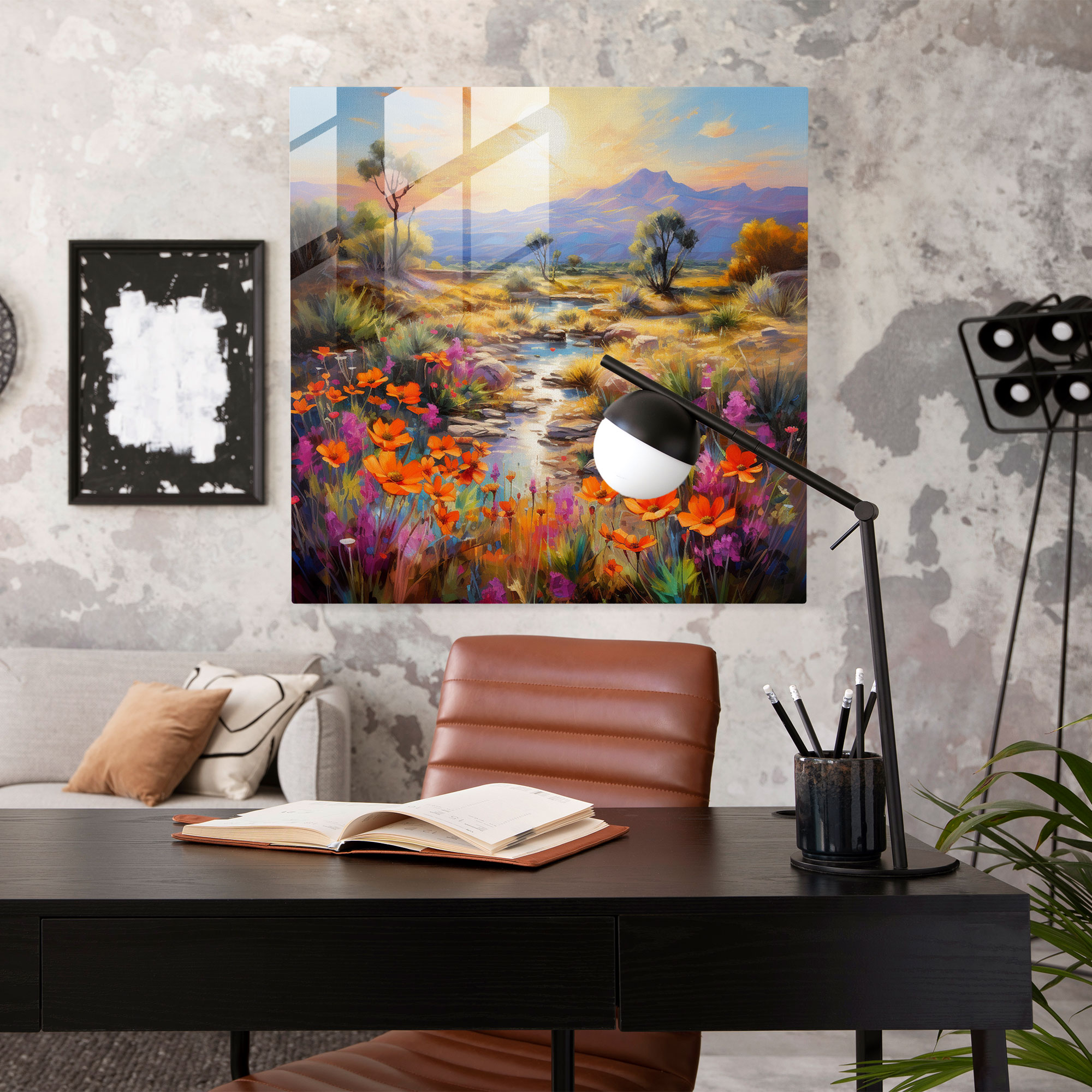 Southwest Blossom - Glass Print - Southwest, Peace, Modern Art, Home Decoration