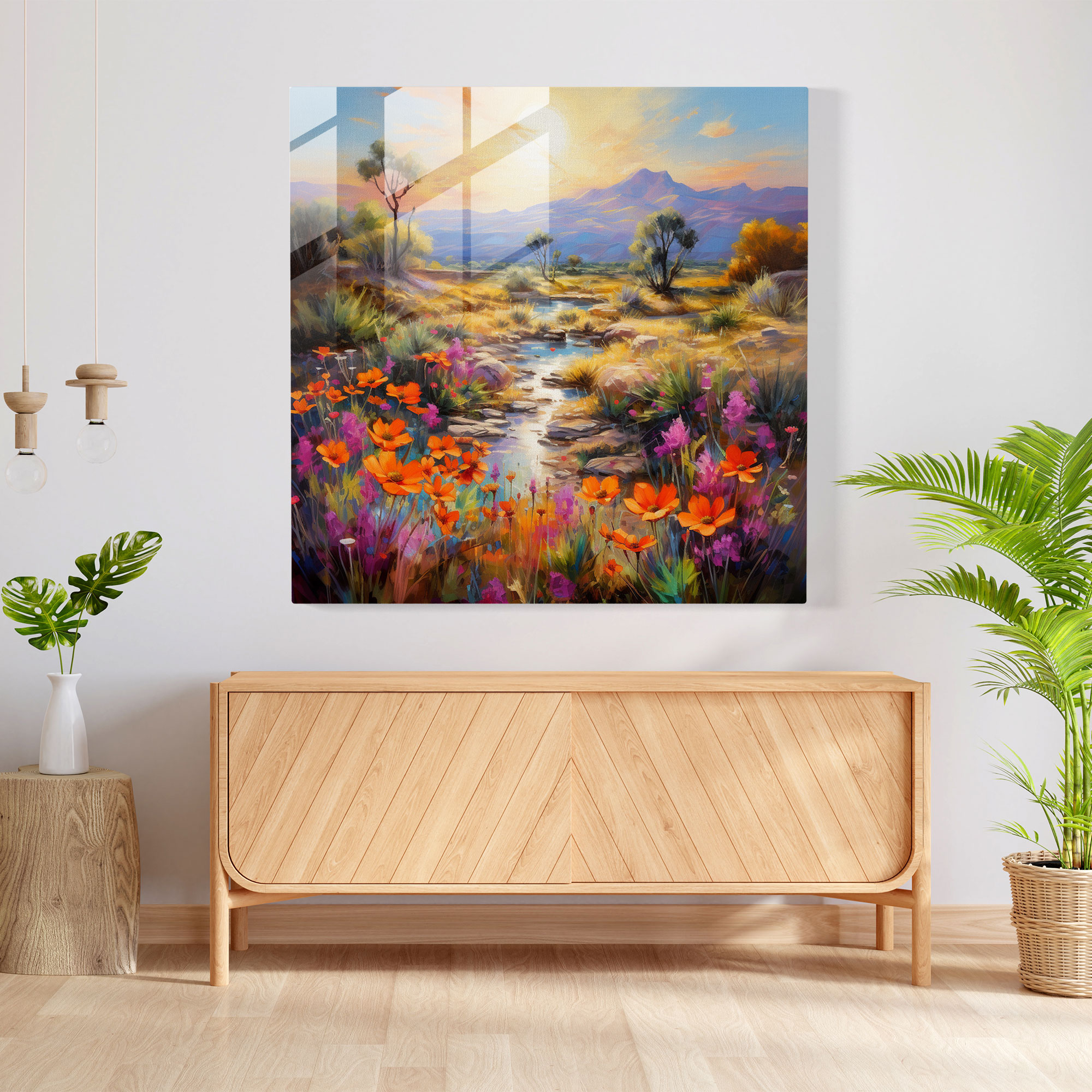 Southwest Blossom - Glass Print - Southwest, Peace, Modern Art, Home Decoration