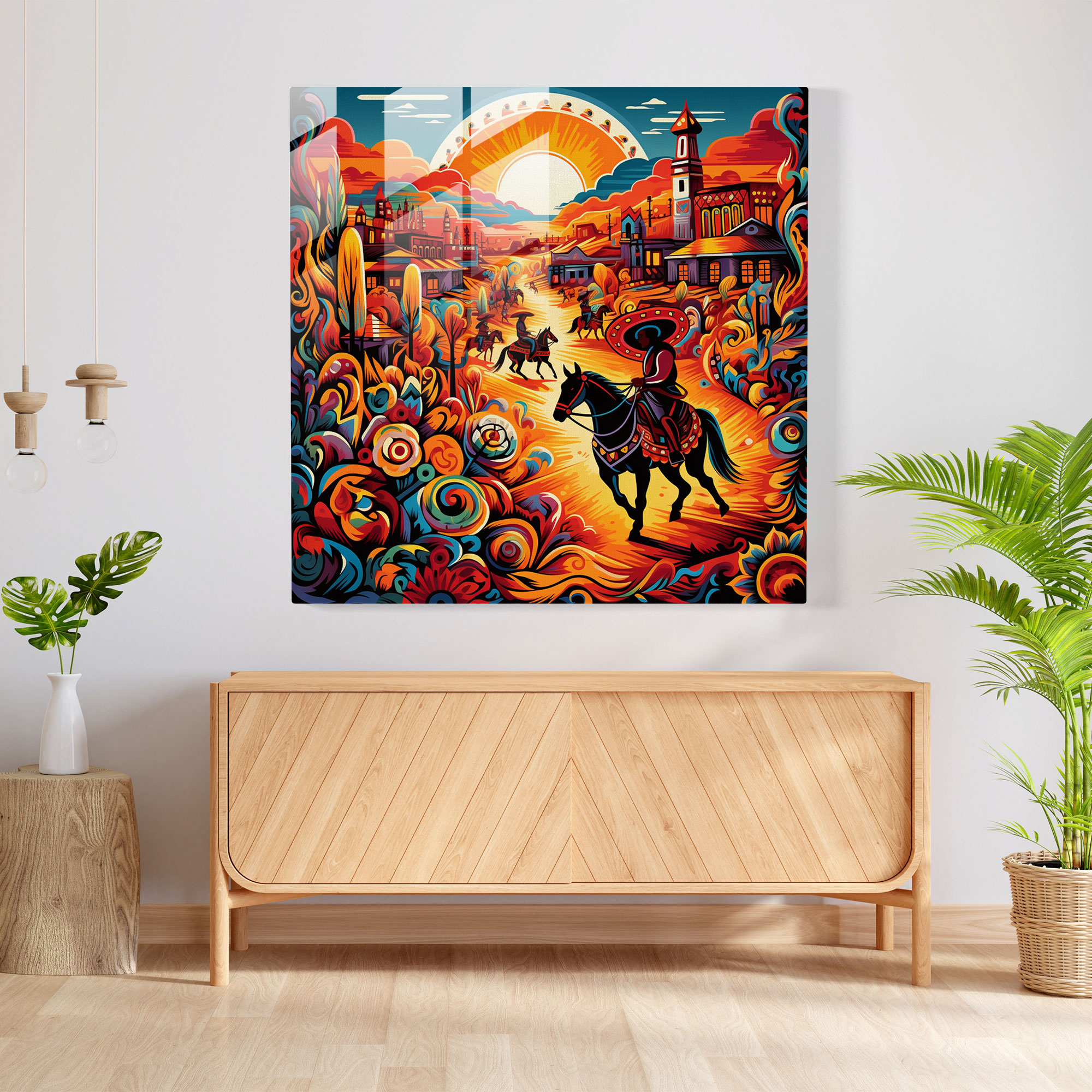 Southwest Fiesta - Glass Print - Southwest, Glass Art, Glass Print, Pop Art Illustration