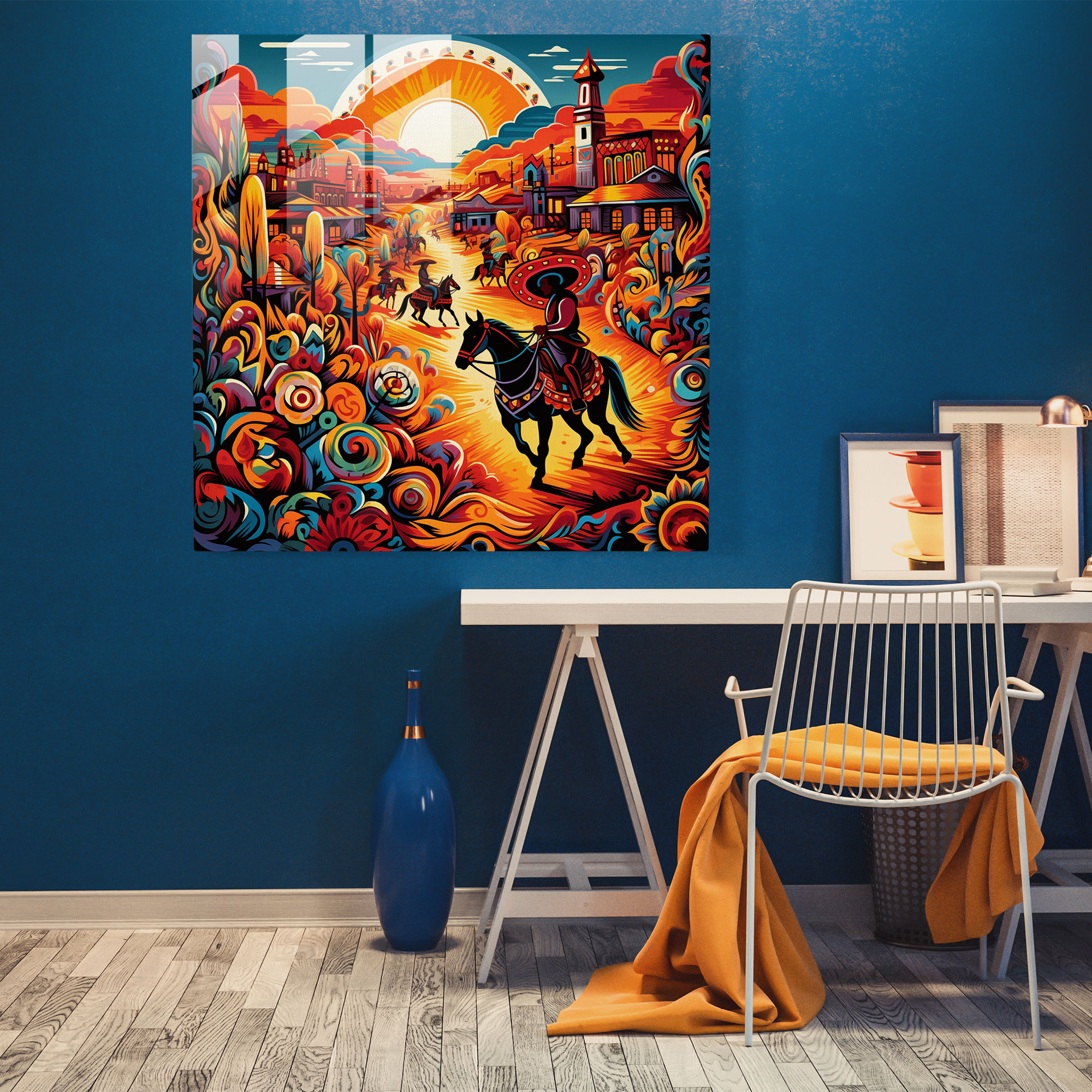 Southwest Fiesta - Glass Print - Southwest, Glass Art, Glass Print, Pop Art Illustration